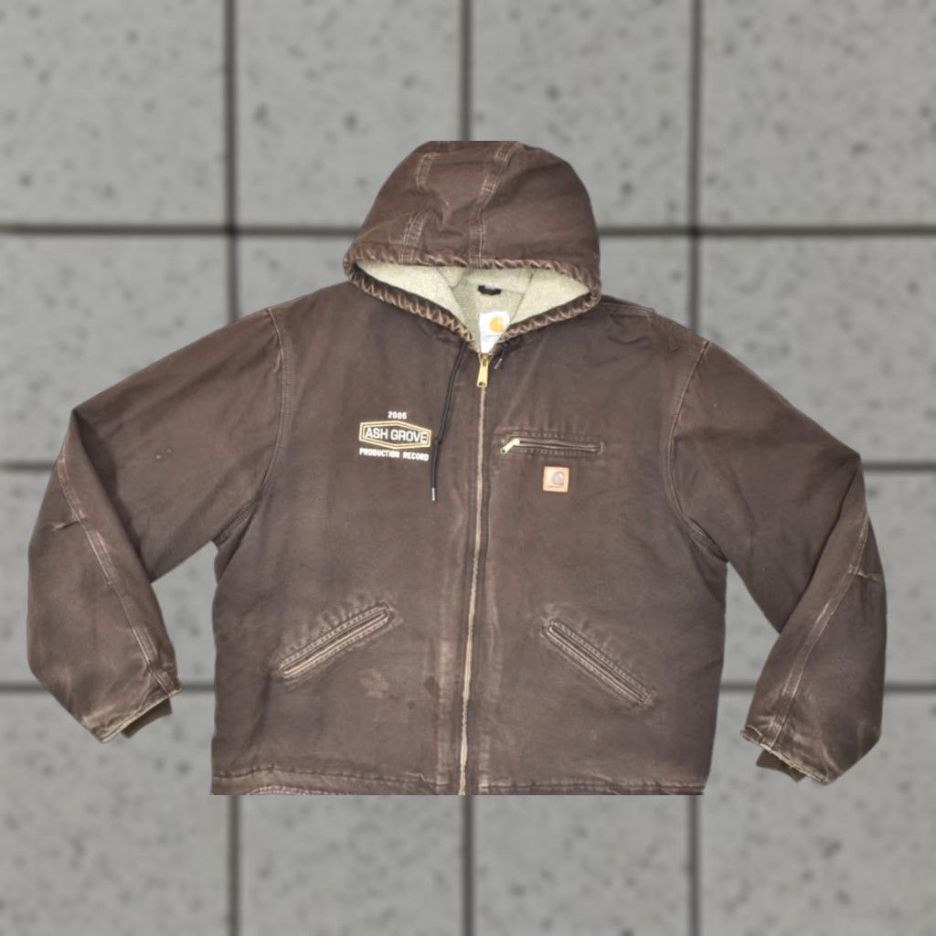 Carhartt Carhartt J141 Hooded Bomber Jacket 2XL Mens Dark Brown Sandstone Sierra Sherpa Lined Canvas Cotton Logo Size US XXL / EU 58 / 5 - 1 Thumbnail