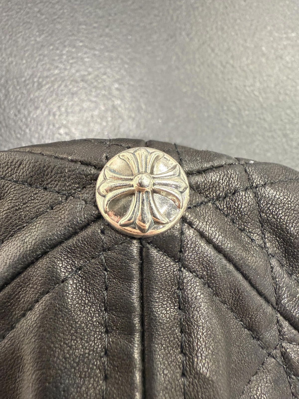 Chrome Hearts Chrome Hearts Spider Web Silver Cross Leather Hat in Black Size ONE SIZE - 3 Thumbnail