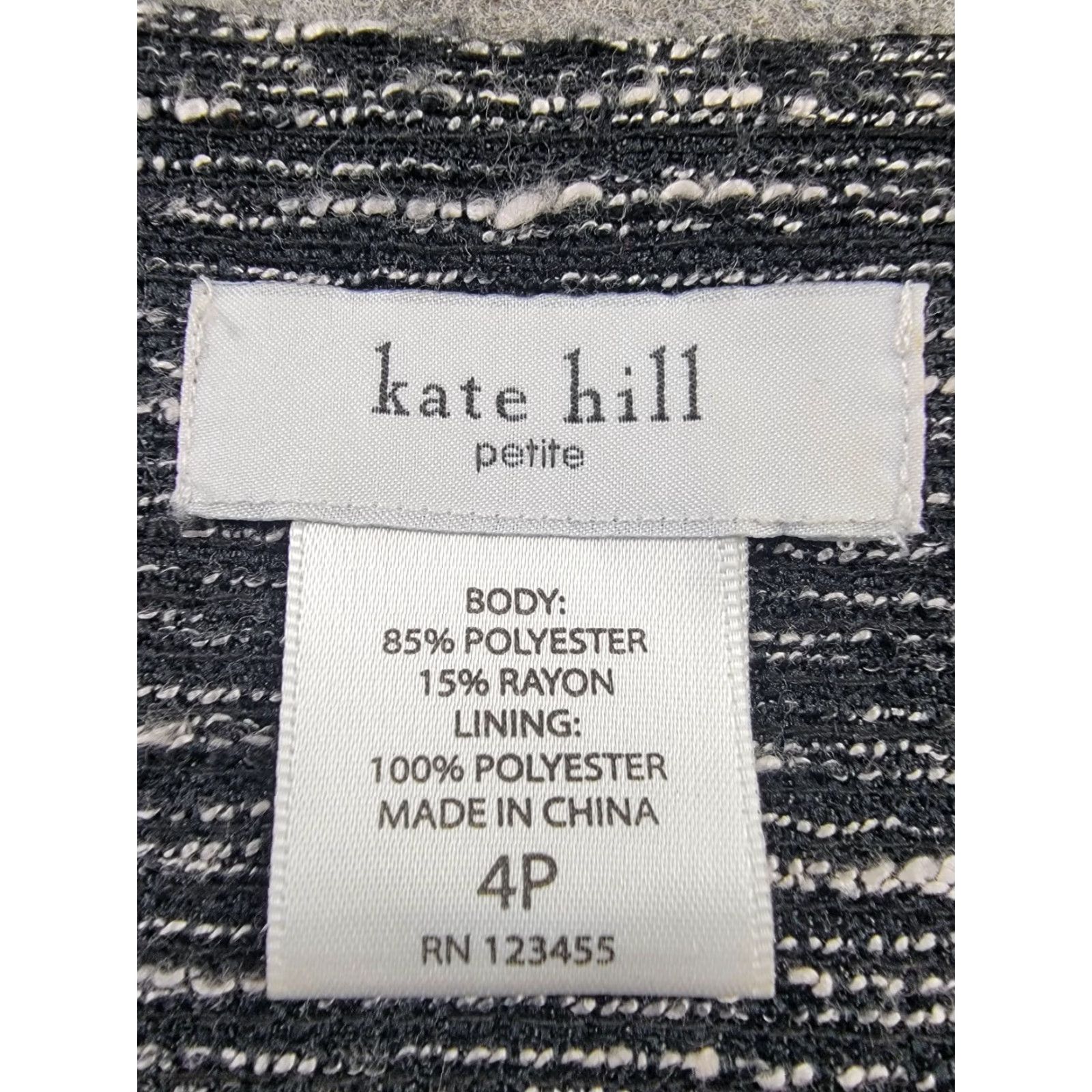 Vintage Kate Hill Blazer Womens 4P Black White Pleated Lined Office Workwear Size S / US 4 / IT 40 - 2 Thumbnail