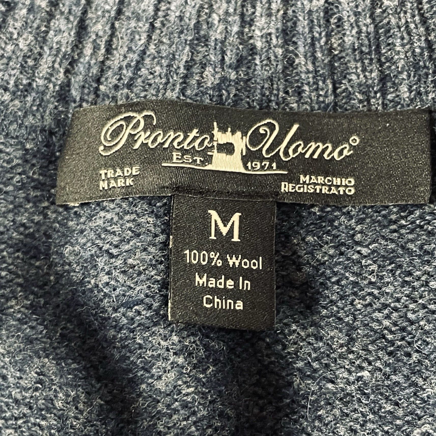 Pronto Uomo VINTAGE? No. Pronto Uomo Sweater Men M Blue Shawl Collar Knit Pullover E43 Size US M / EU 48-50 / 2 - 7 Thumbnail