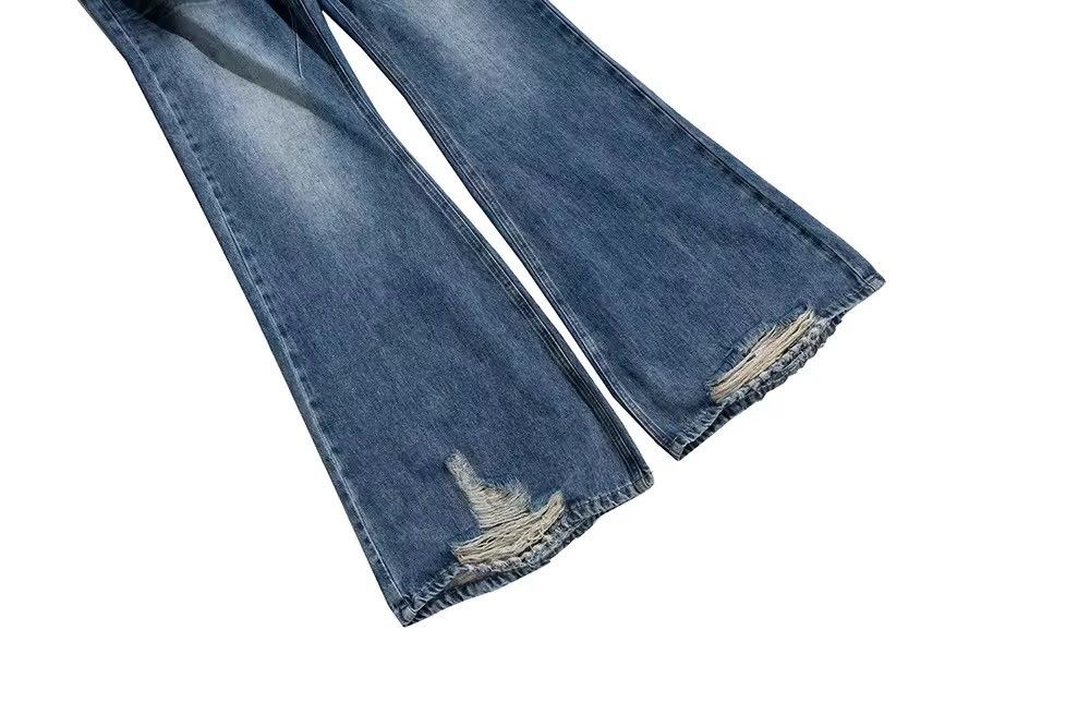 Japanese Brand × Jean Washed Blue Dirty Flare Street Frayed Jean Size US 28 / EU 44 - 10 Thumbnail