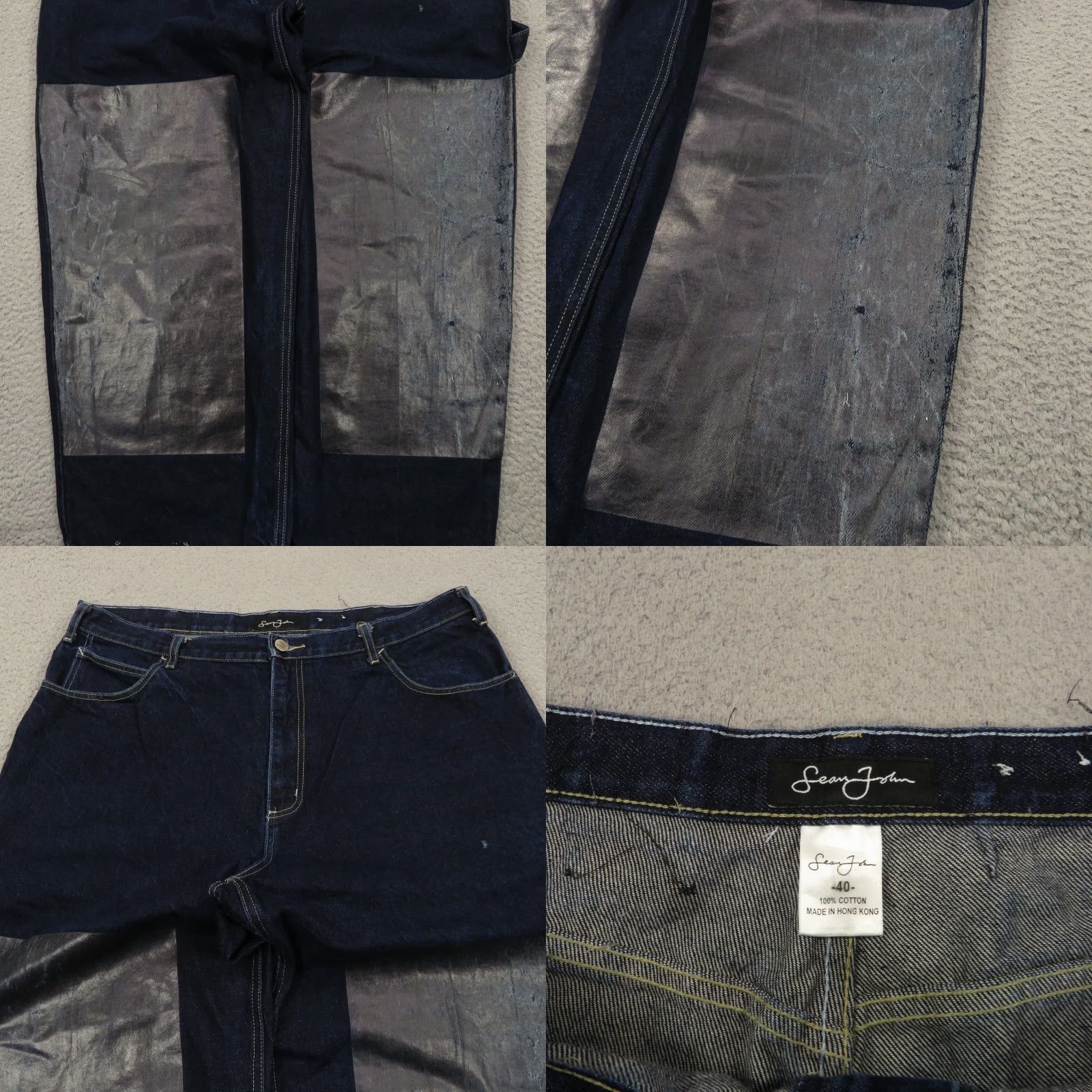 Sean John VINTAGE Sean John Baggy Jeans Mens 40 Y2K Skater Grunge Pipes Carpenter 10" Leg Opening VTG Jeans Mens 40 Blue Cotton Denim 5-Pocket Mens Size US 40 / EU 56 - 8 Thumbnail