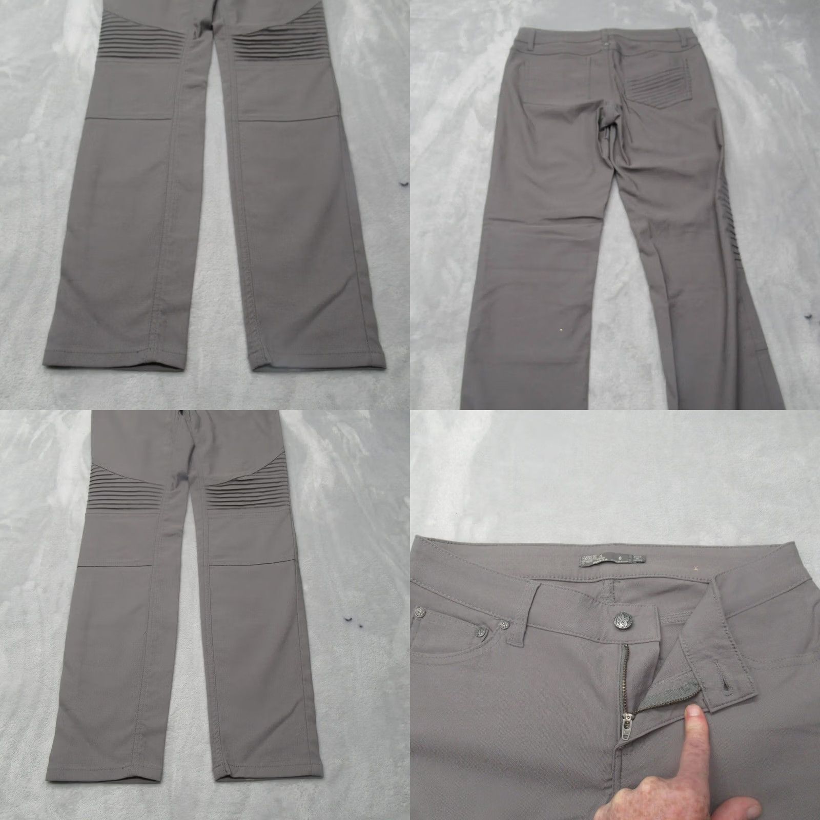 Prana prAna Brenna Moto Pants Women 6 Gray Stretch Skinny Zip Fly Mid Rise Rain Nylon Size 28" / US 6 / IT 42 - 8 Thumbnail