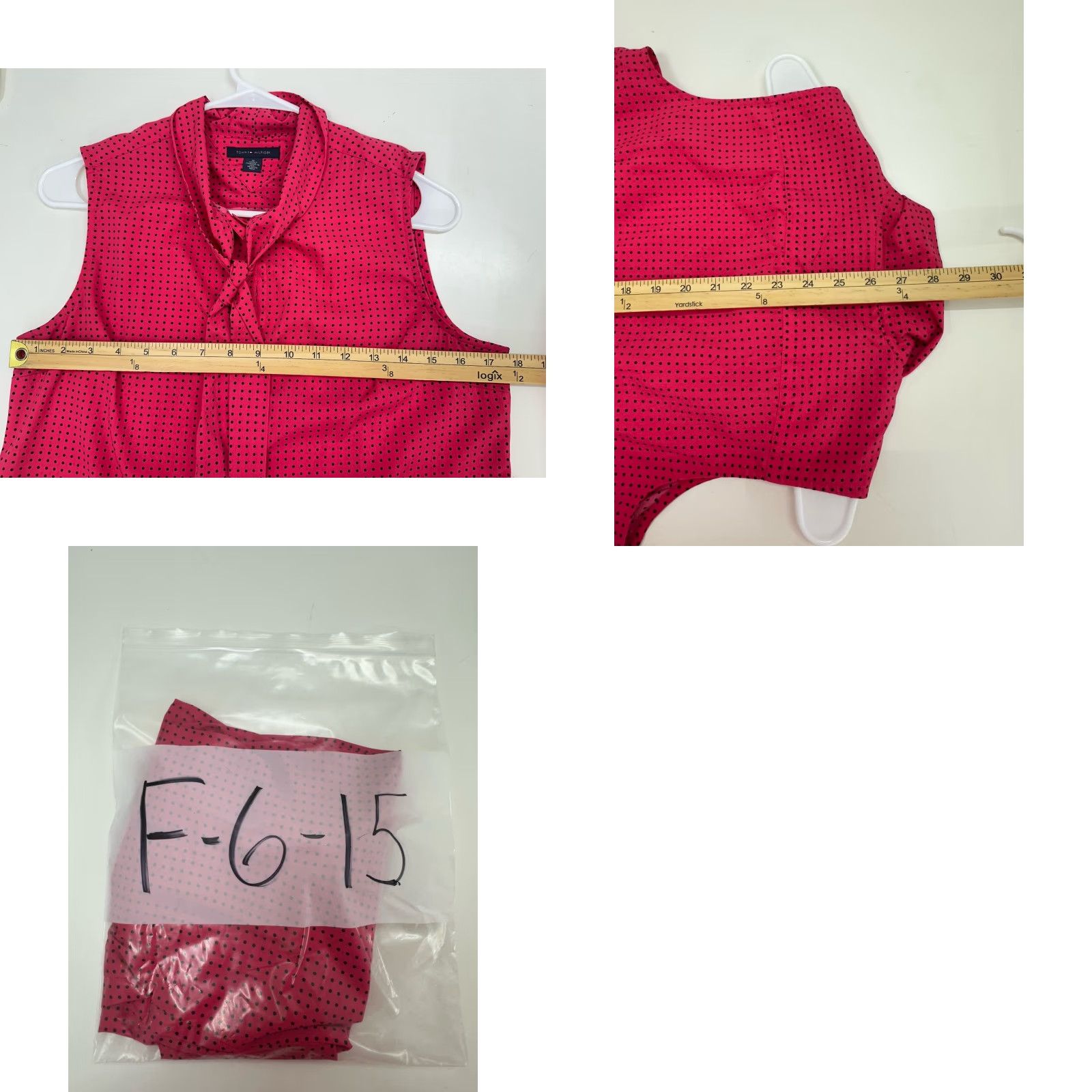 Tommy Hilfiger Tommy Hilfiger Womens Tank Top Button Up Pink Polka Dotted Necktie Size Medium Size M / US 6-8 / IT 42-44 - 8 Thumbnail