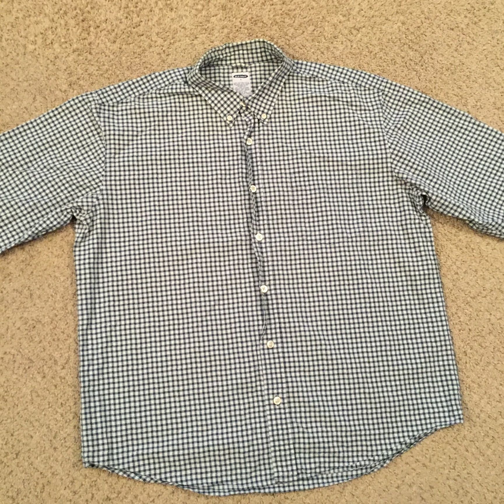 Old Navy Old Navy Mens Large Blue Check Shirt Long Sleeve Button-Up Size US L / EU 52-54 / 3 - 5 Thumbnail