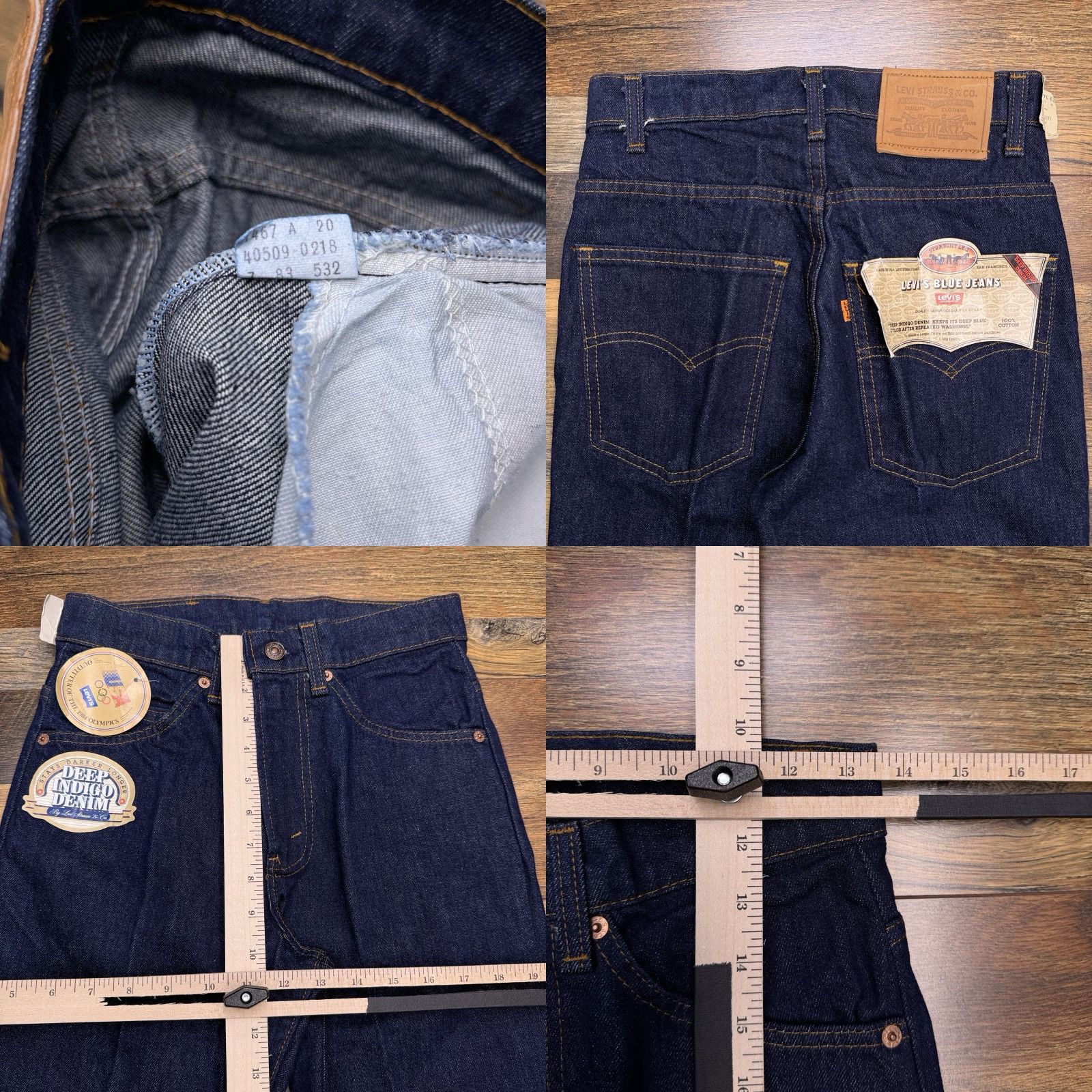 Levi's VINTAGE Levi's Jeans Straight Men's 29x34 Denim 80s Levi's 500 Series Dark Blue 5-Pocket Regular Waist 29 Inseam 34 New with Tags Size US 29 - 8 Thumbnail