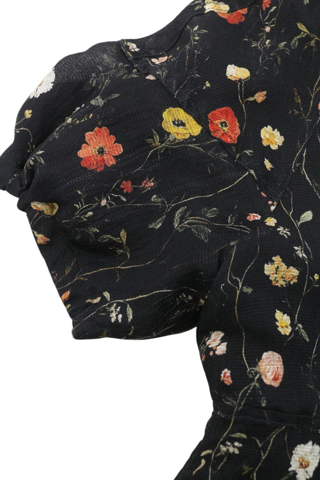 R13 RAGLAN SLEEVE BABYDOLL M Floral Black Wool Silk Dress 89920 Size M / US 6-8 / IT 42-44 - 9 Thumbnail