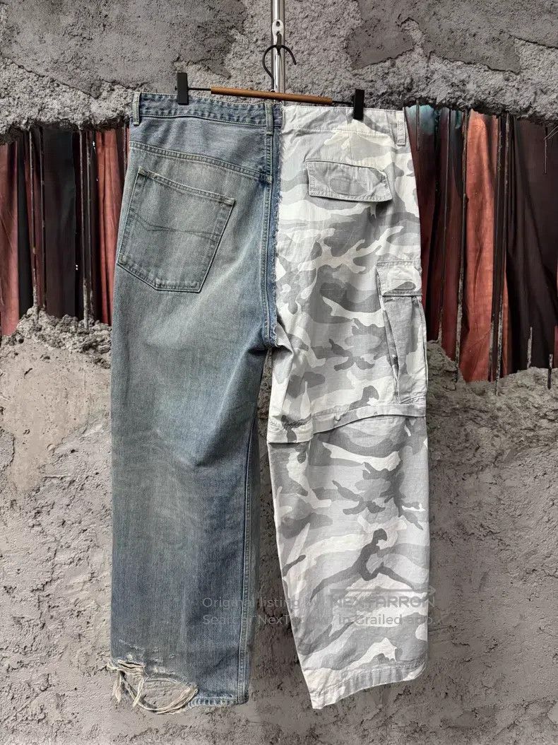 Balenciaga Balenciaga size XS Camouflage Patchwork Denim Cargo Pants Size US 26 / EU 42 - 2 Thumbnail