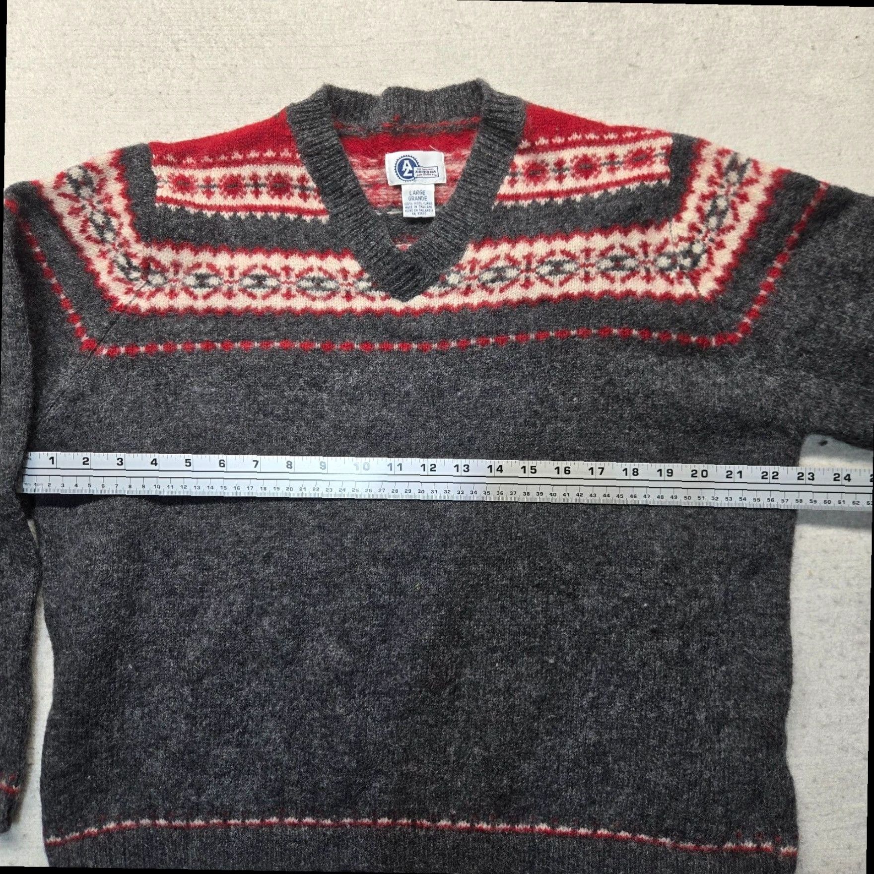 Vintage Arizona Jean Company 100% Wool Gray Pullover Women's Large Sweater Size L / US 10 / IT 46 - 6 Thumbnail