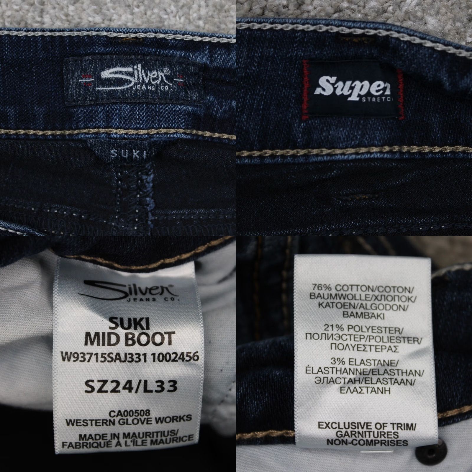 Silver Jeans Co. Silver Jeans Suki Blue Jeans Womens 24x33 Bootcut Cotton Blend Denim Stretch Regular 5-Pocket Size 42" / US 20 - 9 Thumbnail