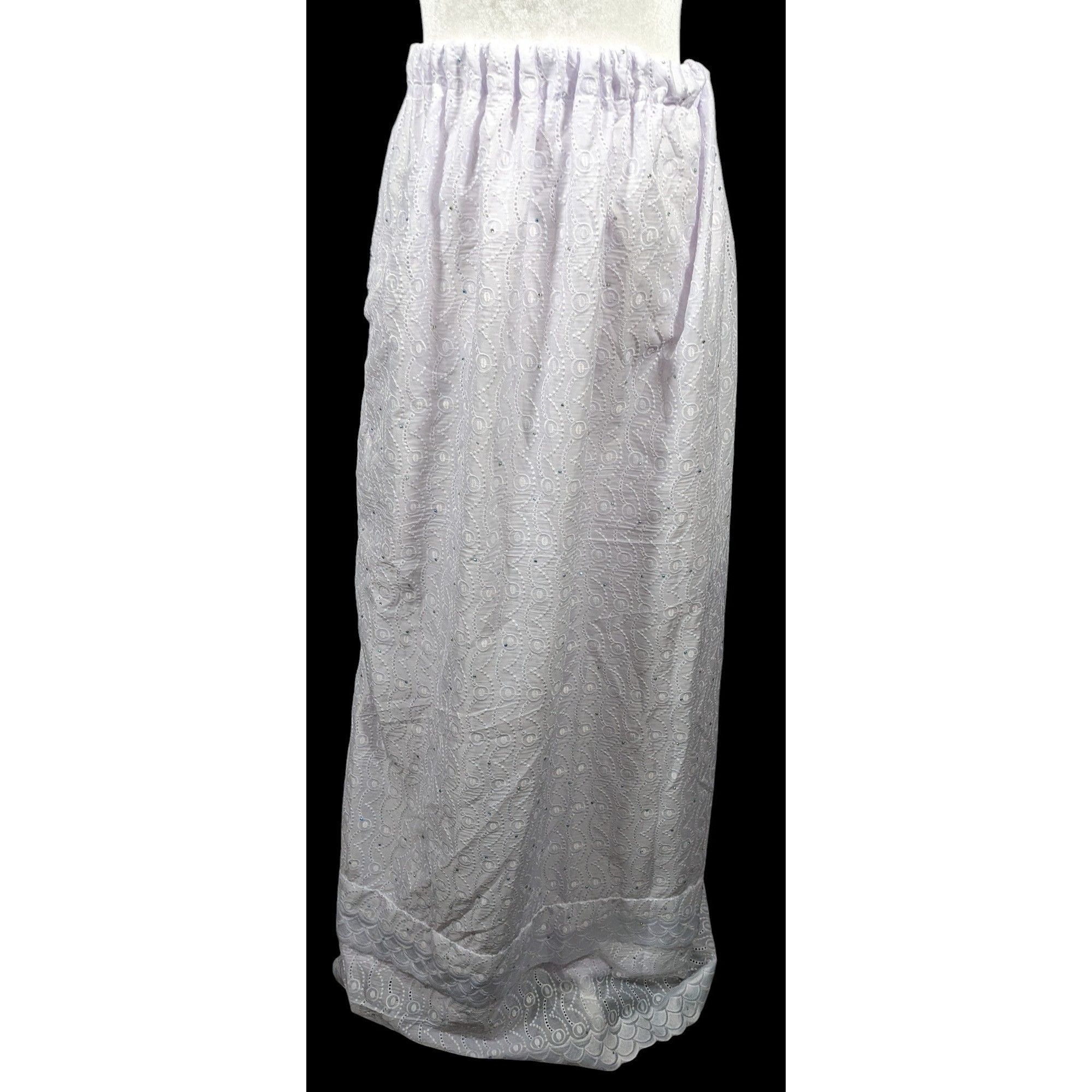 Handmade Handmade Floral Embroidered White With Purple Tint Maxi Skir Size 34" / US 12 / IT 48 - 2 Thumbnail