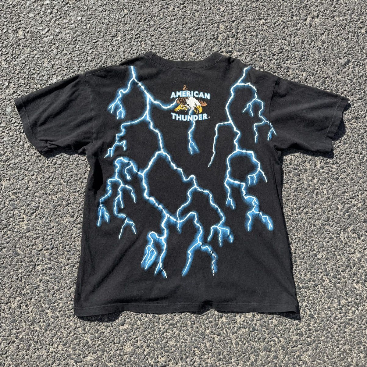 Japanese Brand × Vintage Vintage American Thunder Death Cowboy Lightning OG 90s Tees Size US L / EU 52-54 / 3 - 2 Thumbnail