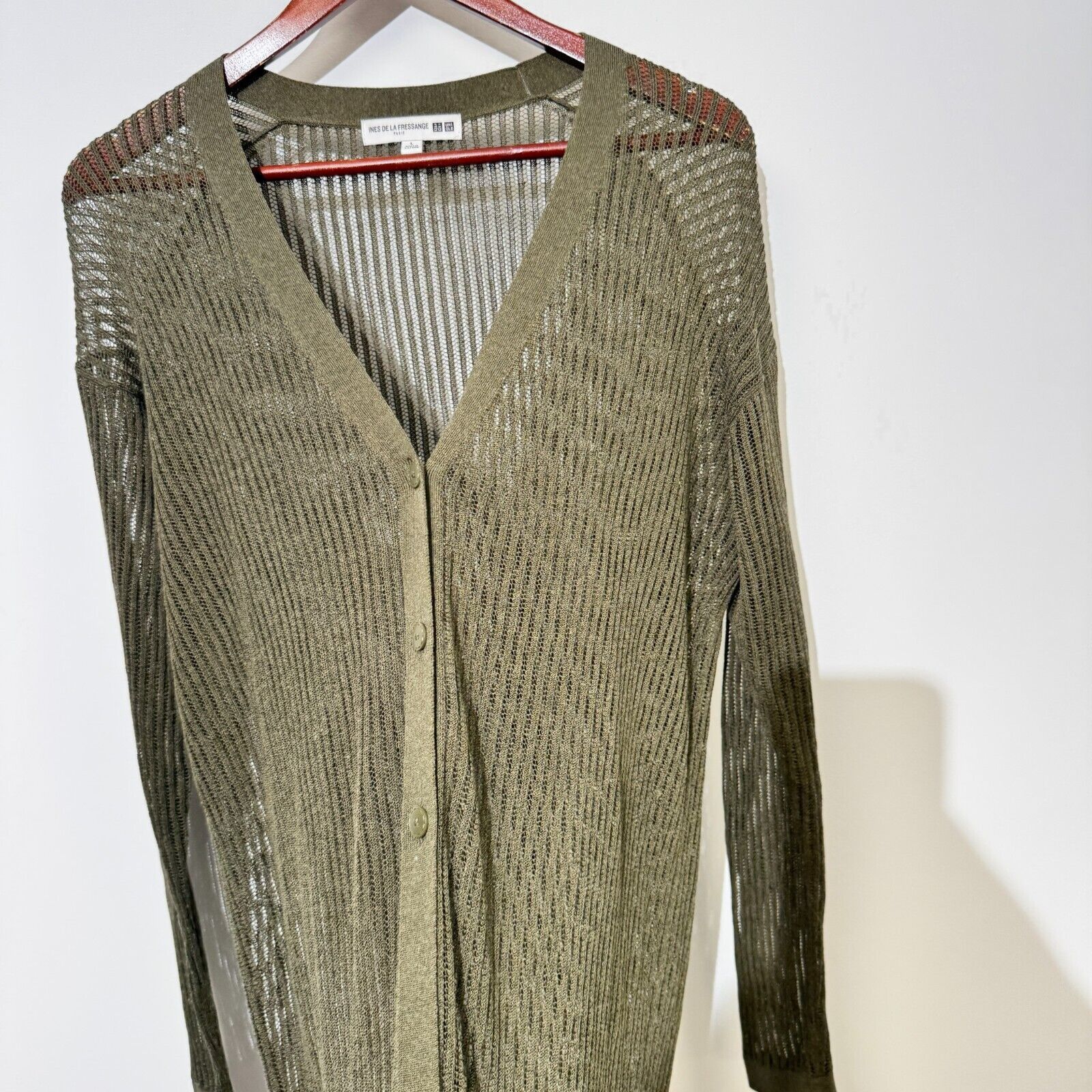 Vintage Vintage Ines De La Fressange Green Viscose Cardigan Size L Size US L / EU 52-54 / 3 - 4 Thumbnail