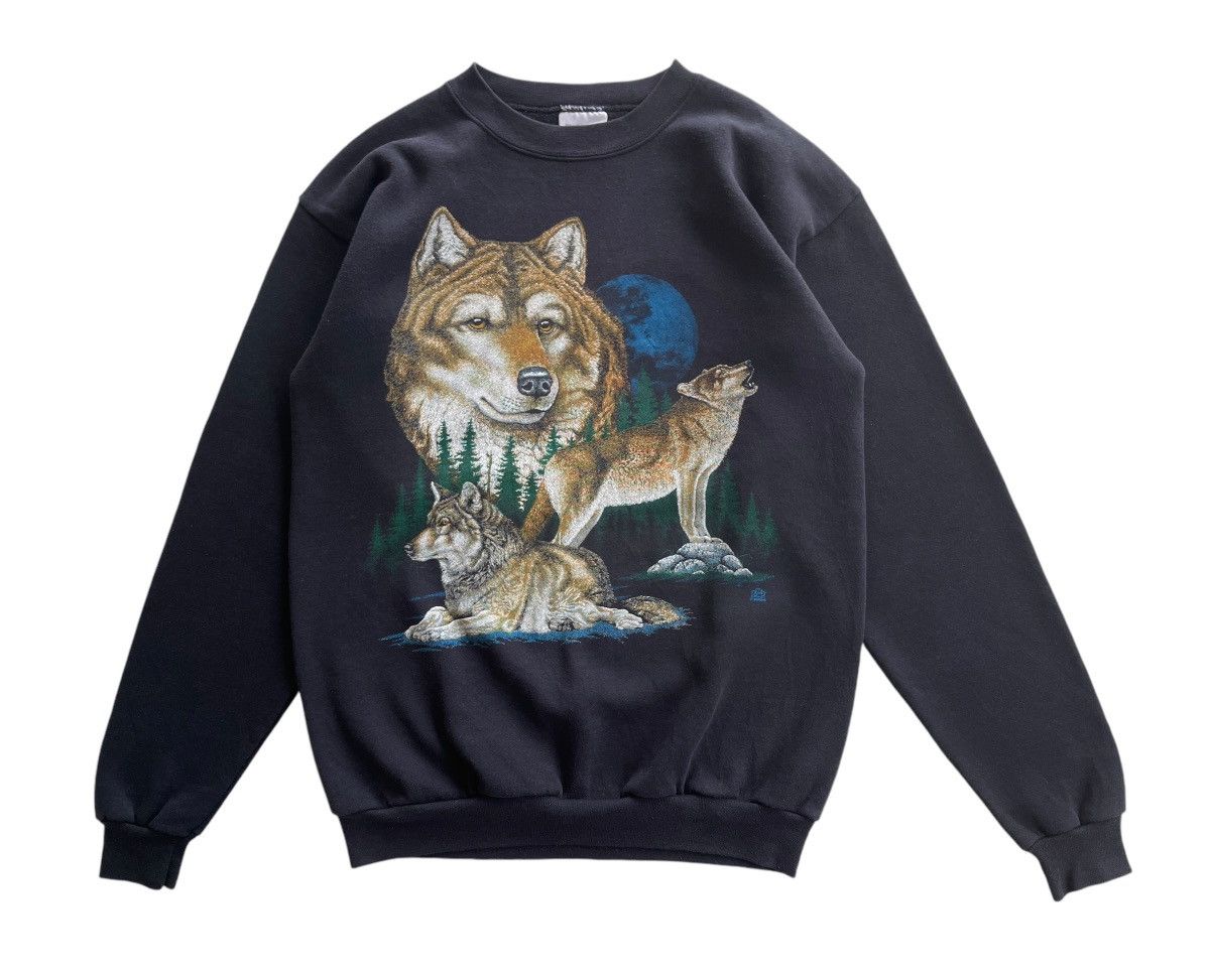 Vintage Vintage 1994 Wolf Crewneck Sweater Size US M / EU 48-50 / 2 - 2 Thumbnail