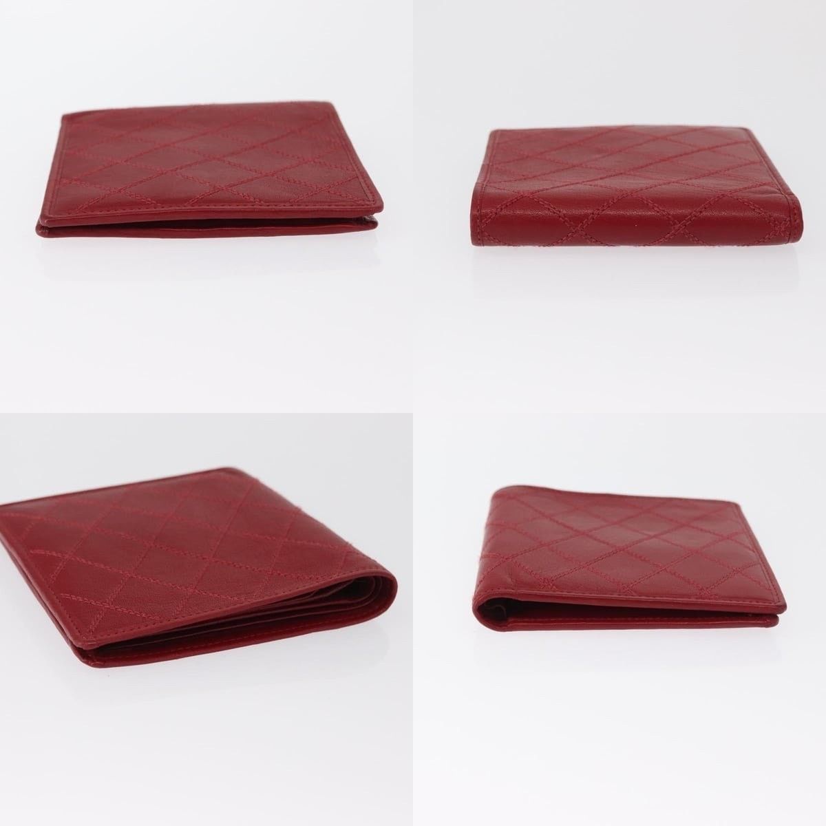 Chanel Chanel Matelasse Wallet Lamb Skin Red CC Size ONE SIZE - 3 Thumbnail