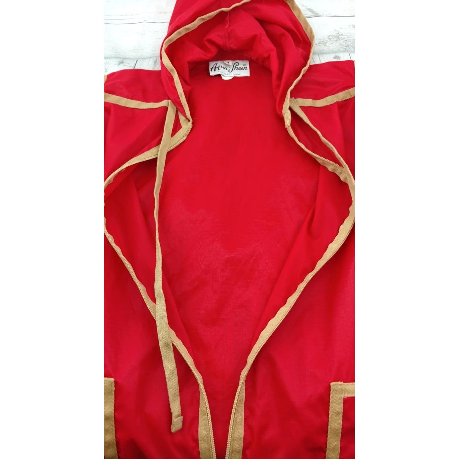 AQUA Vintage Aqua Sheen Wind Breaker Jacket Red Medium M Retro Spring Unisex Adults Nylon Windbreaker Shirt 90s Mens Womens Size US M / EU 48-50 / 2 - 7 Thumbnail