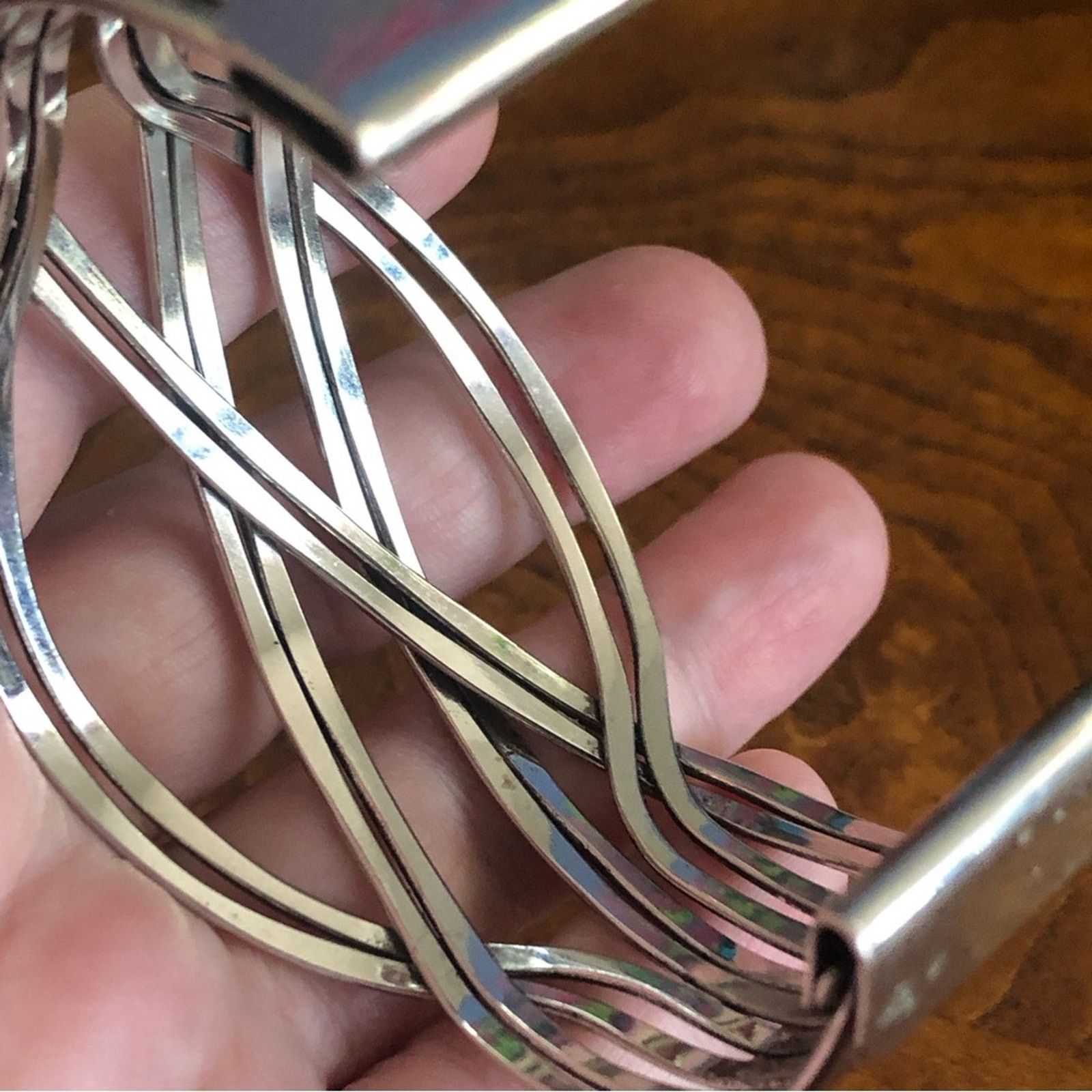 Jewelry Silver braid design adjustable cuff bracelet Size ONE SIZE - 6 Thumbnail