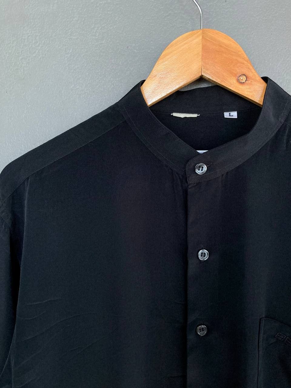 Balenciaga Vintage Balenciaga Satin Band Collar Shirt Size US L / EU 52-54 / 3 - 4 Thumbnail