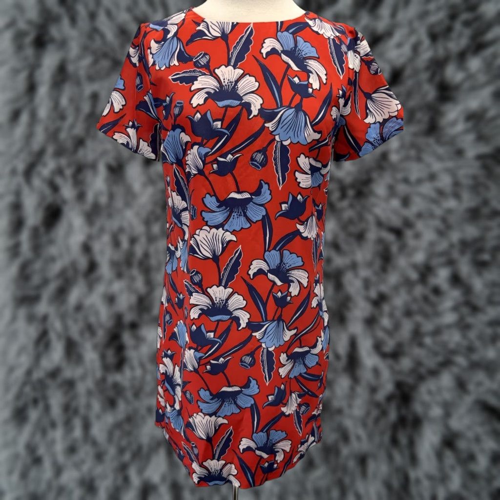 J.Crew J.CREW Floral Print Gallery Shift Dress Women Sz 6 Short Sleeve Multicolor Floral Casual Party Business Women Size 28" / US 6 / IT 42 - 1 Thumbnail