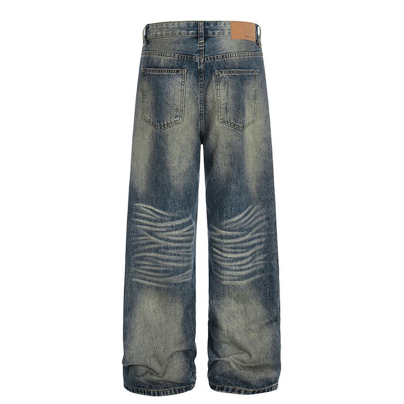 Vintage American straight-leg wide-leg whiskered washed jeans Size US 32 / EU 48 - 2 Thumbnail