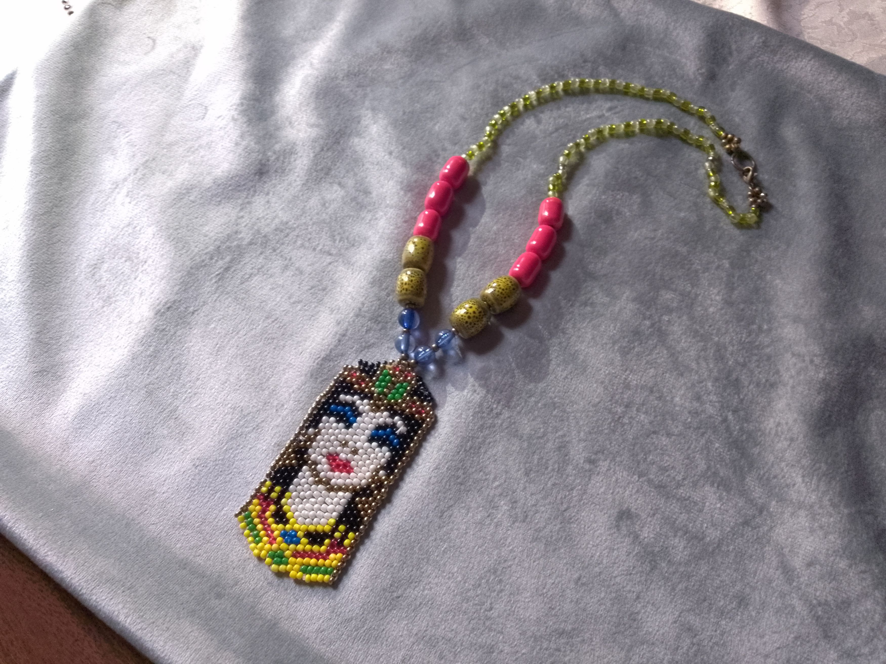 Handmade Necklace Long Ceramics Crystal Pendant Cleopatra Boho Size ONE SIZE - 1 Thumbnail