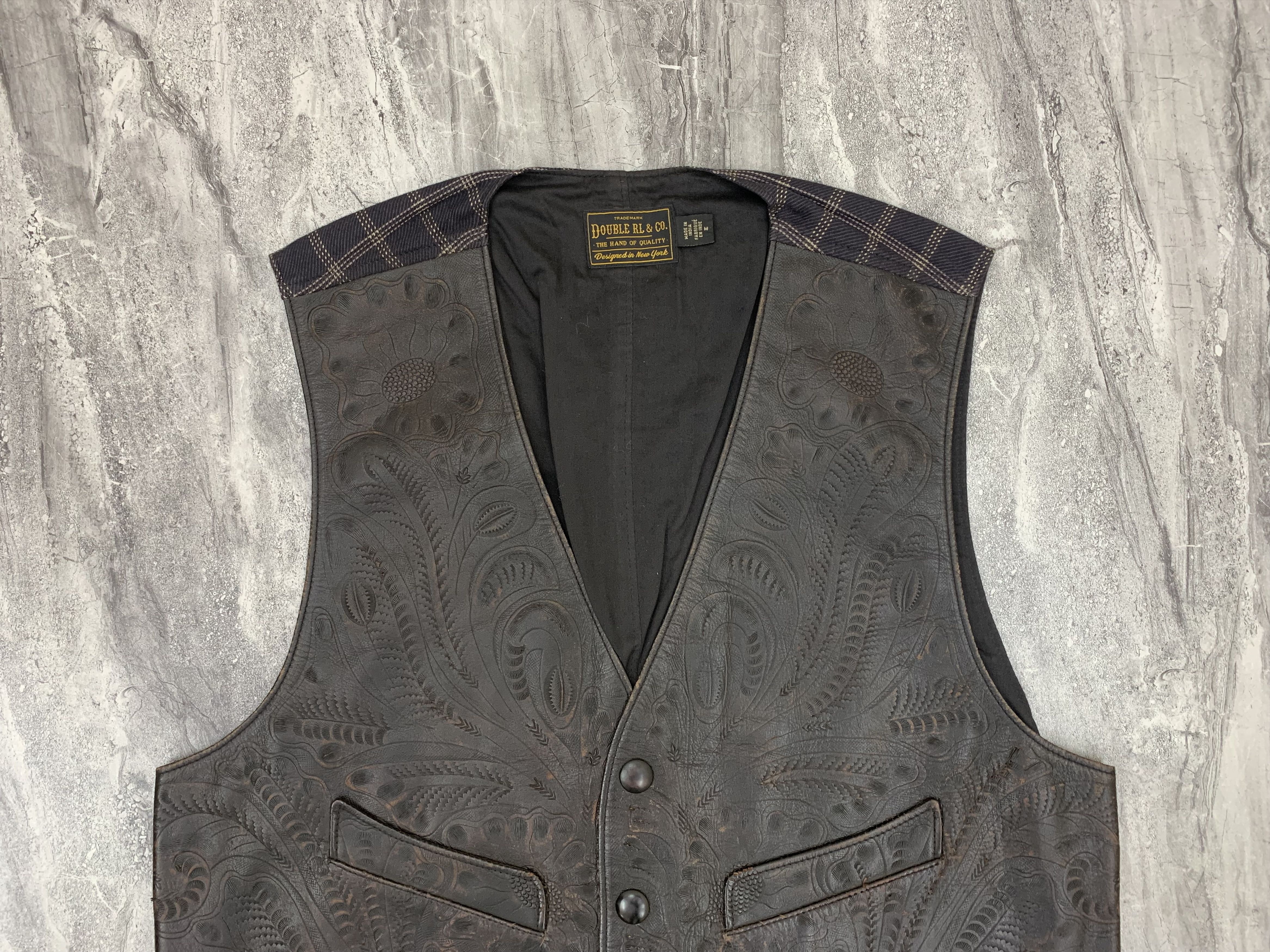 RRL Ralph Lauren × Ralph Lauren × Vintage Double RL Hand Tooled Leather Vest RRL Western Cowboy Gilet Size US M / EU 48-50 / 2 - 5 Thumbnail