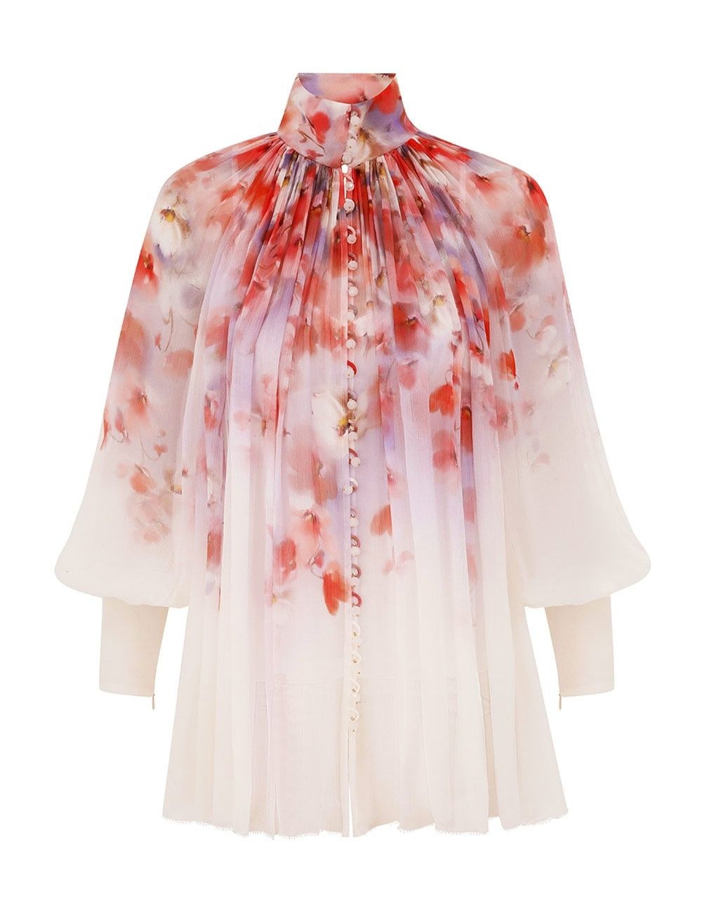 Zimmermann oc11z0226 Crush Smock Blouse In Multicolor Size L / US 10 / IT 46 - 1 Thumbnail