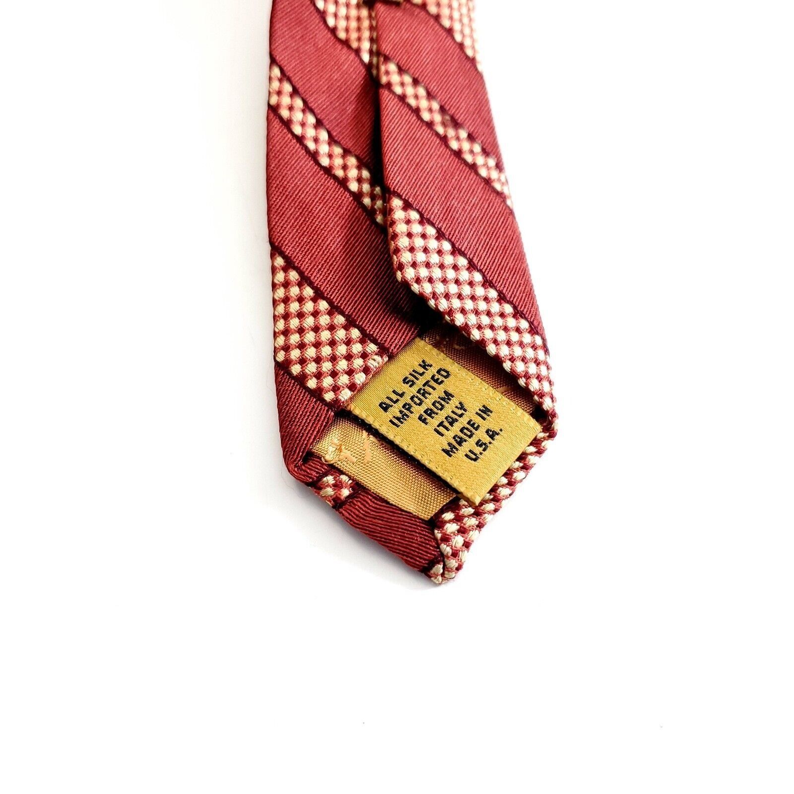 Donna Karan Donna Karan Signature Red Woven Striped Wide Silk Tie Size ONE SIZE - 5 Thumbnail