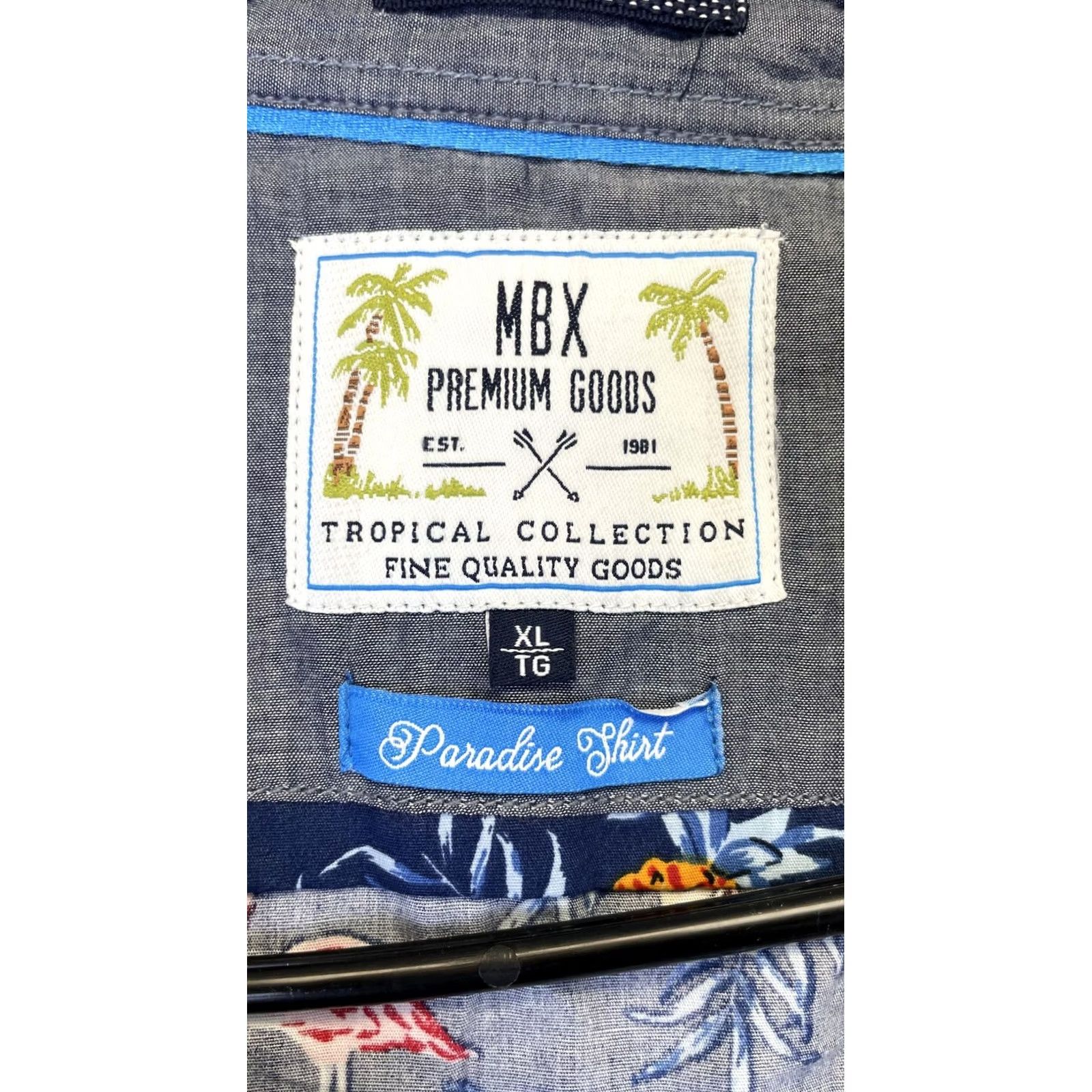 Paradise MBX Shirt Mens XL Navy Paradise Slim Fit Peached Poplin Hawaiian Size US XL / EU 56 / 4 - 4 Thumbnail