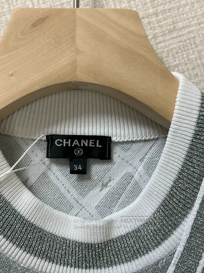 Chanel Chanel Airport Series Silver Knitted Sweater Size XXS / US 00 / IT 34 - 3 Thumbnail