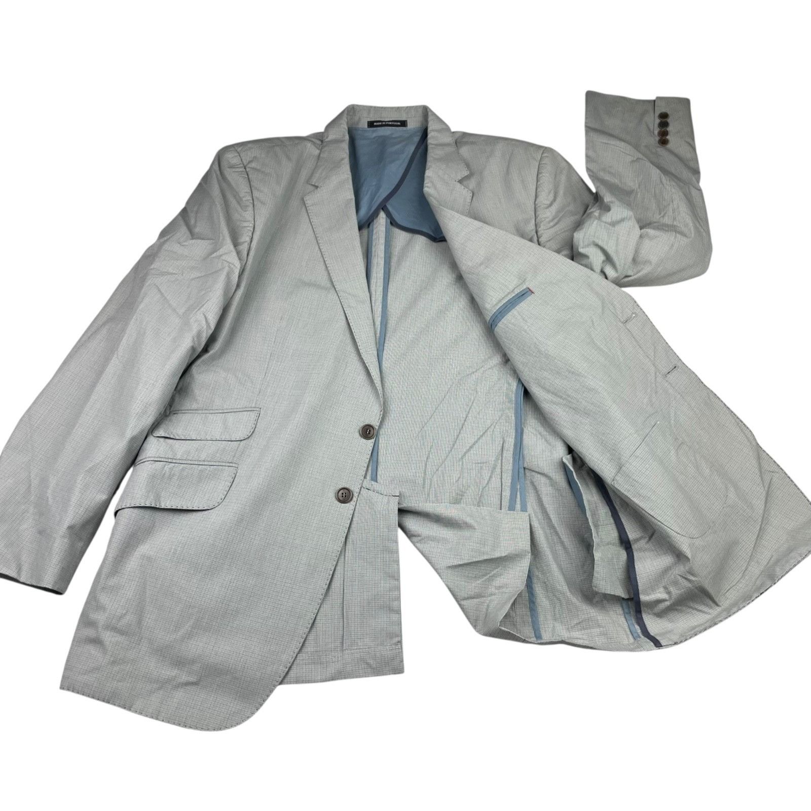 Paul Smith Paul Smith Men’s 100% Cotton 2-Button Blazer Gray/Navy Plaid Size 46R - 3 Thumbnail