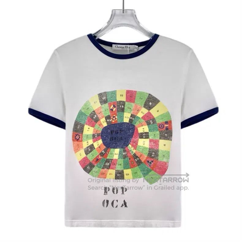 Dior Dior White geometric pattern printed cotton round-neck sho Size S / US 4 / IT 40 - 1 Thumbnail