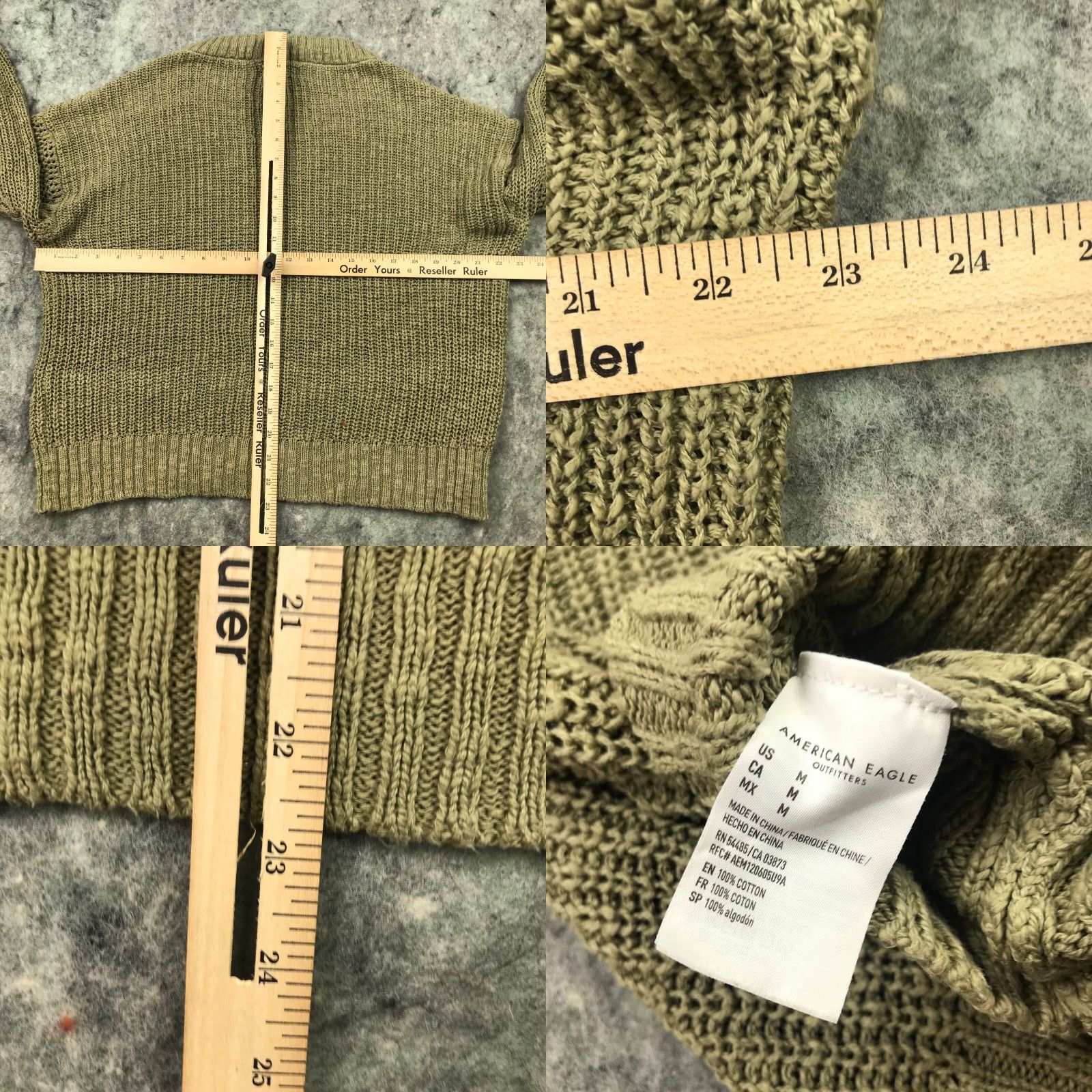 American Eagle Outfitters American Eagle Outfitters Sweater Womens Medium Green Cable Knit Long Sleeve V-Neck Pullover Size M / US 6-8 / IT 42-44 - 8 Thumbnail