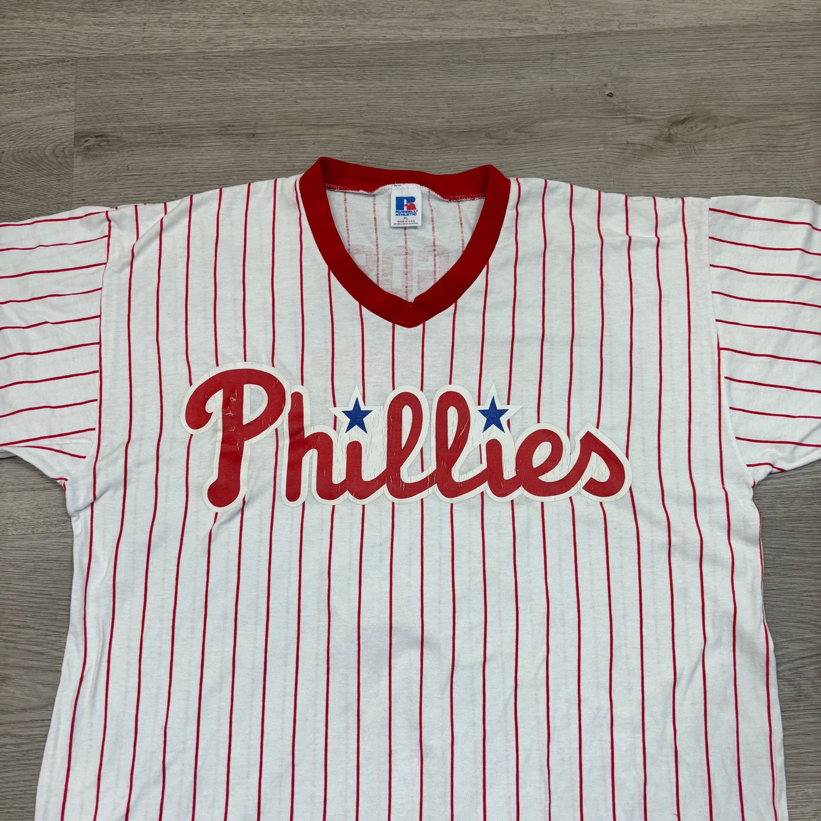 MLB × Russell Athletic × Vintage VTG 90s Philadelphia Phillies Goss 35 Stripe Jersey Shirt XL Size US XL / EU 56 / 4 - 2 Thumbnail