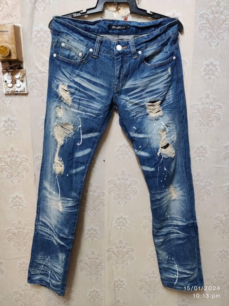 Japanese Brand ROOTS THREE JEANS DISTRESSED AVANT GARDE Size US 35 - 1 Thumbnail