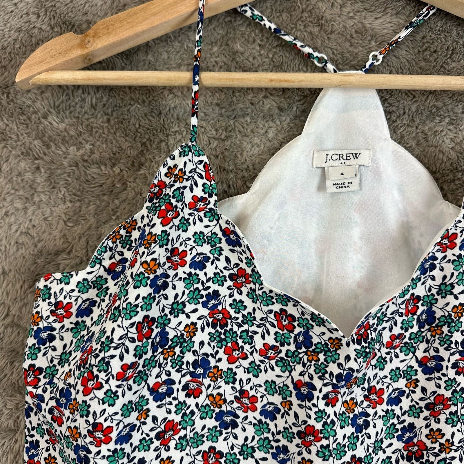 J.Crew J Crew Scalloped Shirt Floral Cami Camisole Tank Top 4 S Size S / US 4 / IT 40 - 4 Thumbnail