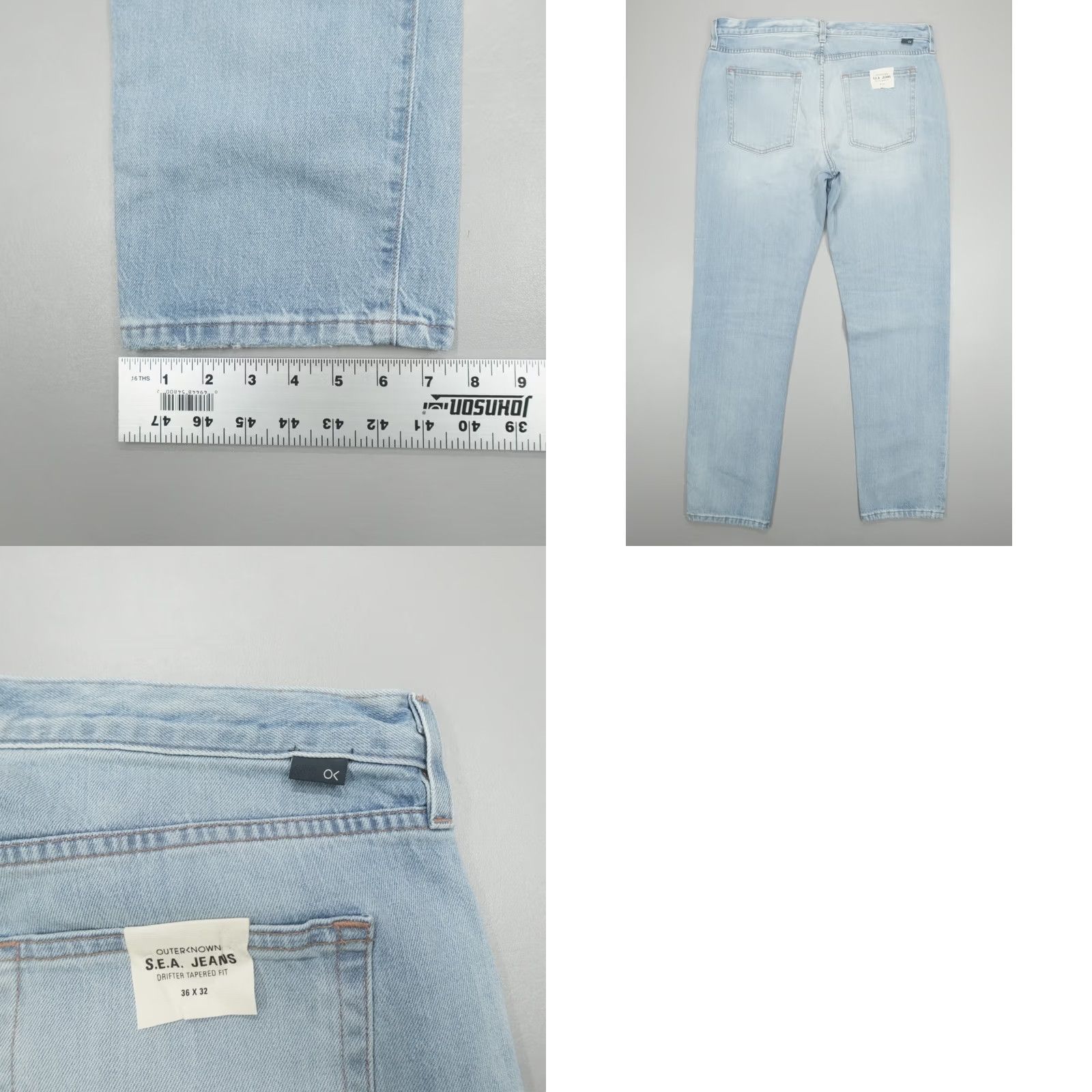 Outerknown Outerknown Sea Jeans Drifter Tapered Fit 36x32 Organic Cotton RLW Blue Jeans Men Regular 5-Pocket Denim Vintage No Size US 36 / EU 52 - 8 Thumbnail