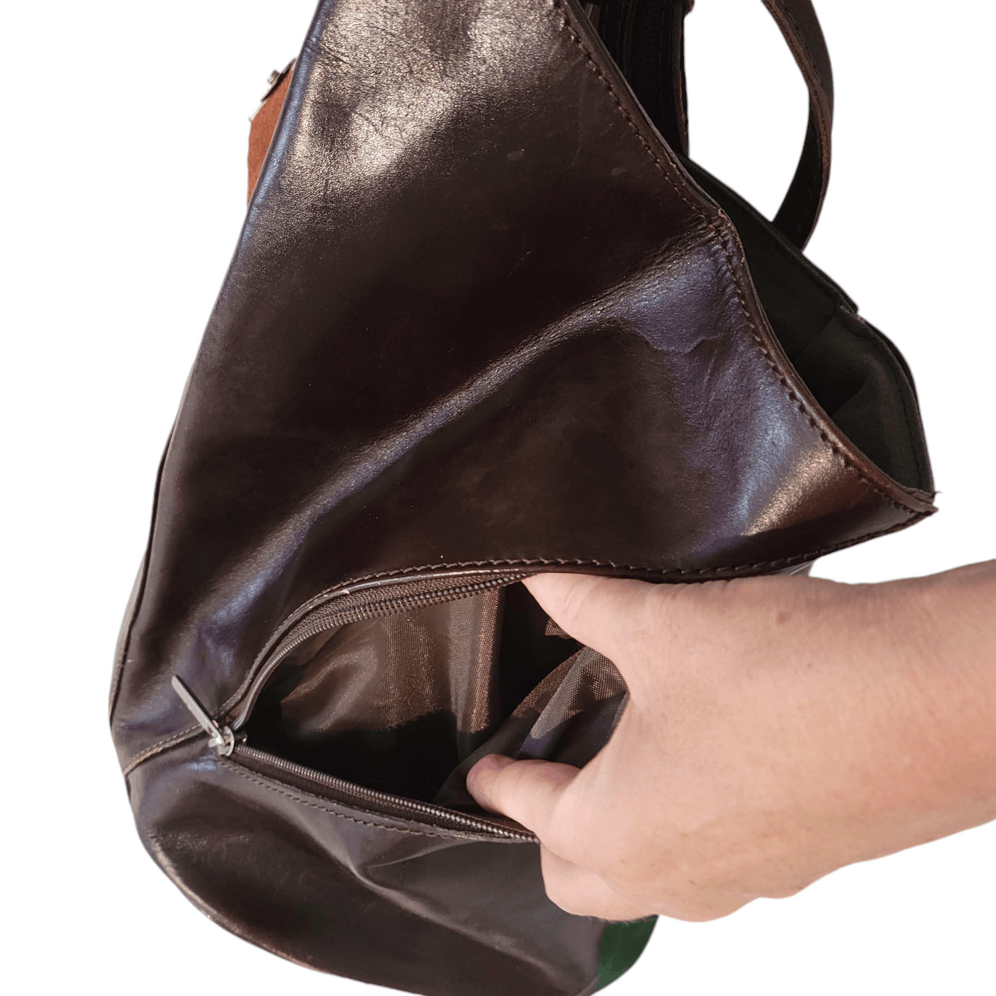 NBDN Nobrandedon Vintage Brown Leather Backpack Medium Shoulder Bag Size ONE SIZE - 7 Thumbnail