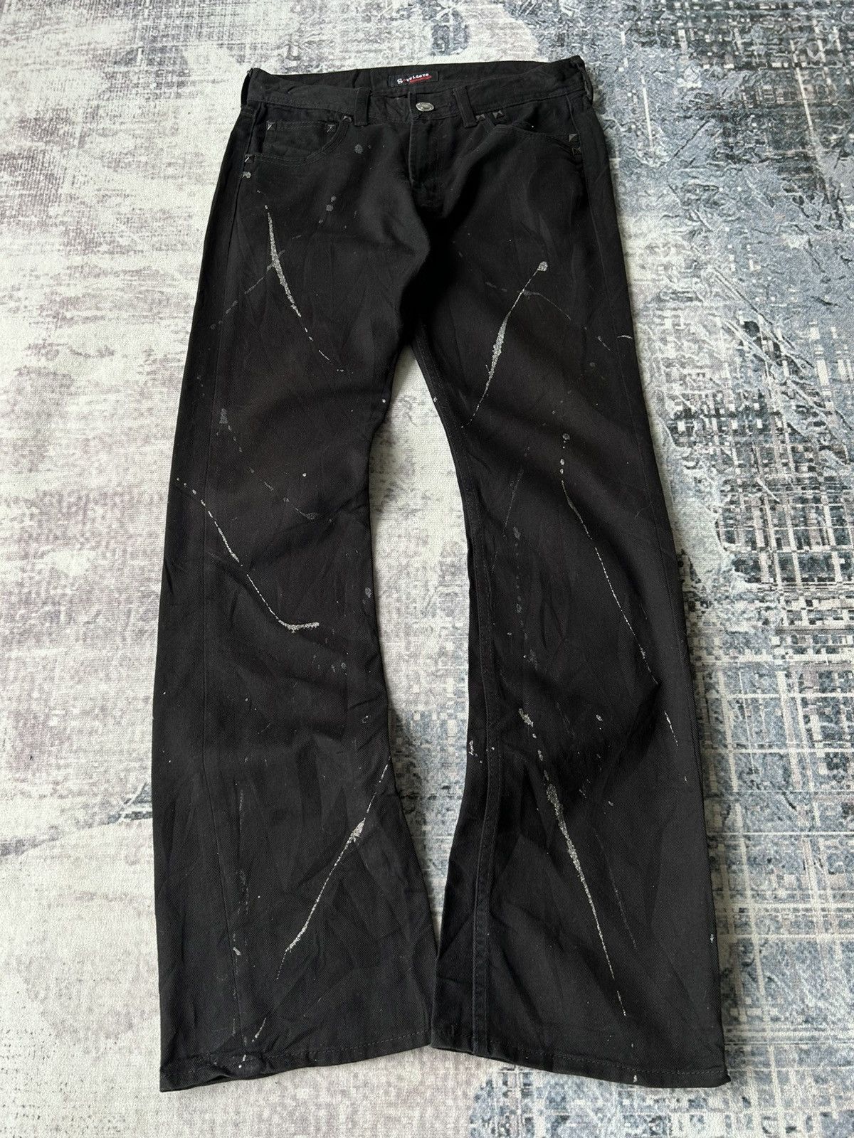 If Six Was Nine Flared Painter Black Punk Jeans Size US 28 / EU 44 - 1 Thumbnail