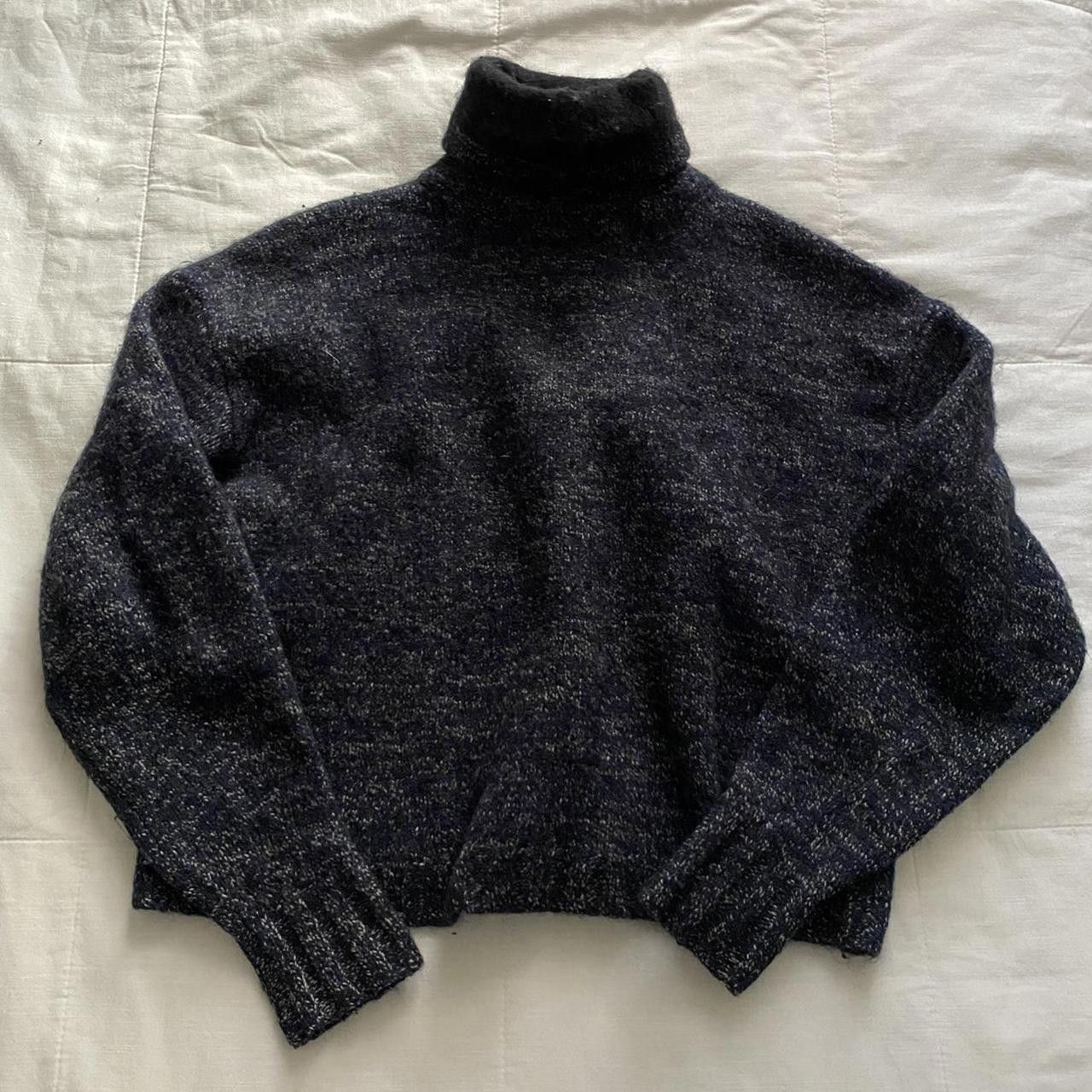 image of Acne Studios Thick Knit Heather Knit Turtleneck in Blue, Women's (Size Medium)