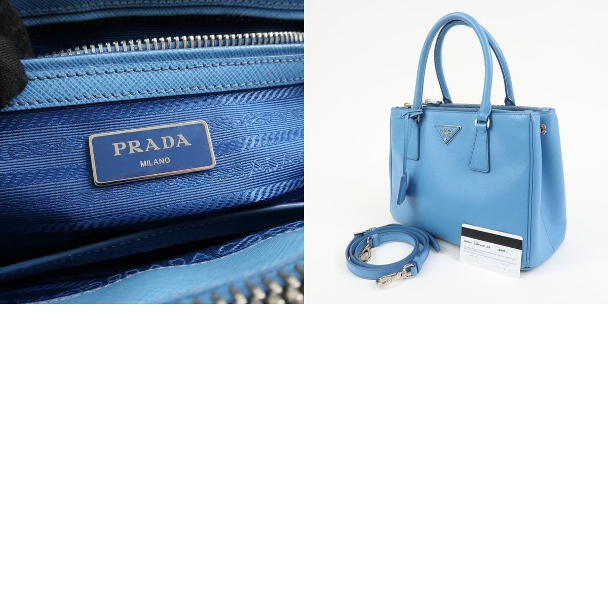 Prada Prada Galleria Saffiano Satchel Blue Size ONE SIZE - 8 Thumbnail