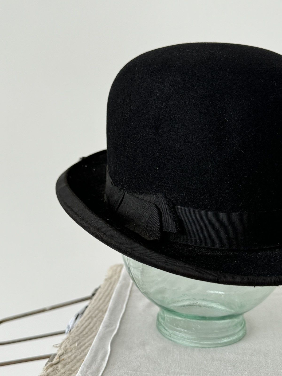 Vintage Antique ≈1940s Herbert Johnson England Black Bowler Hat Size ONE SIZE - 2 Thumbnail