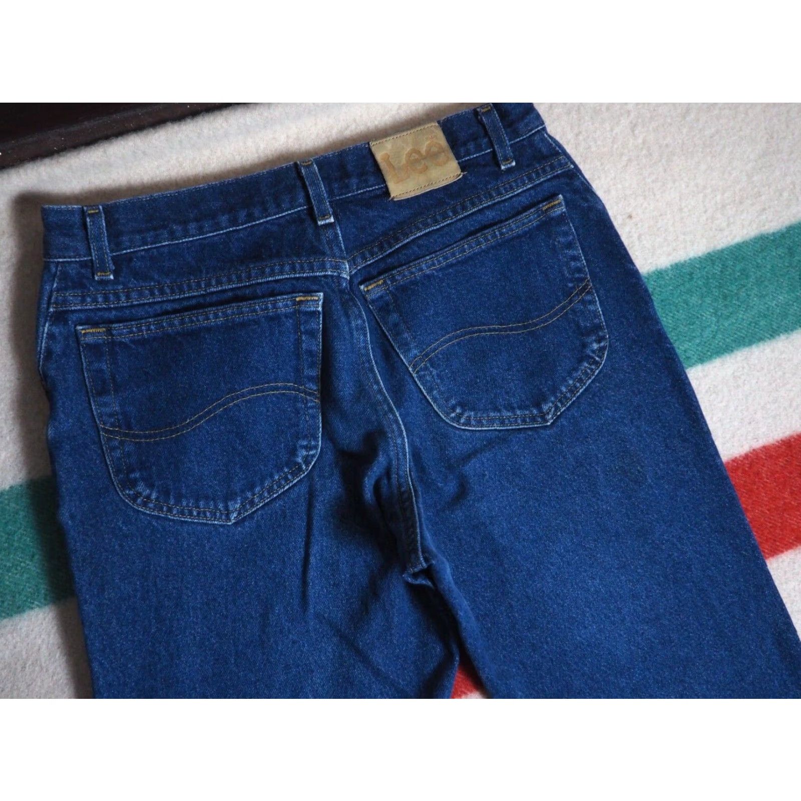 Lee VTG 90s Lee Denim Jeans 31x29 Dark Wash Faded Blue Grunge Western Logo Mens Size US 31 - 3 Thumbnail