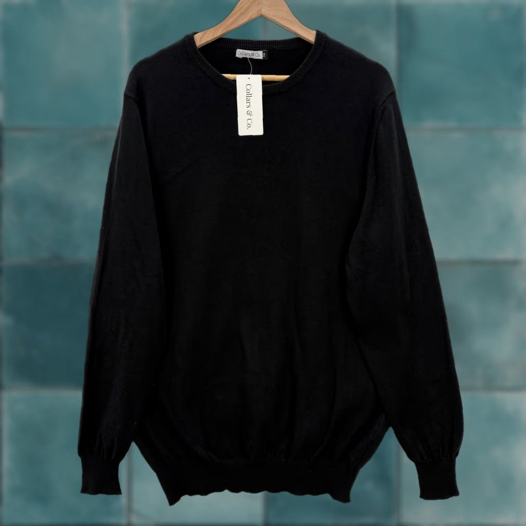CO Collars & Co Sweater Mens 2XL Black Egyptian Cotton Crewneck Pullover Knit NWT Size US XXL / EU 58 / 5 - 1 Thumbnail