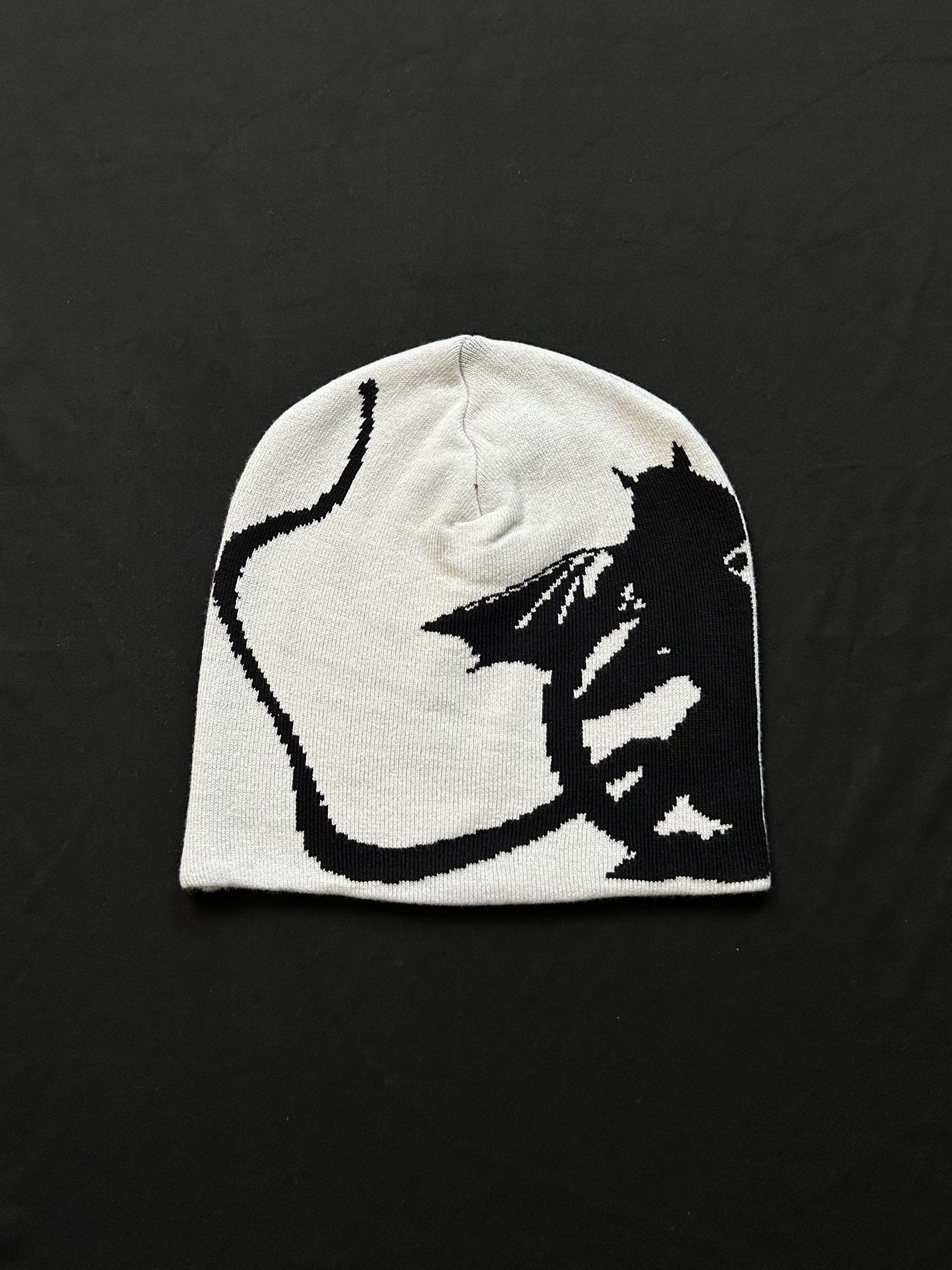 Japanese Brand Rare Little Devil Graphic Design No Cuff Beanie Hat White OS Size ONE SIZE - 1 Thumbnail