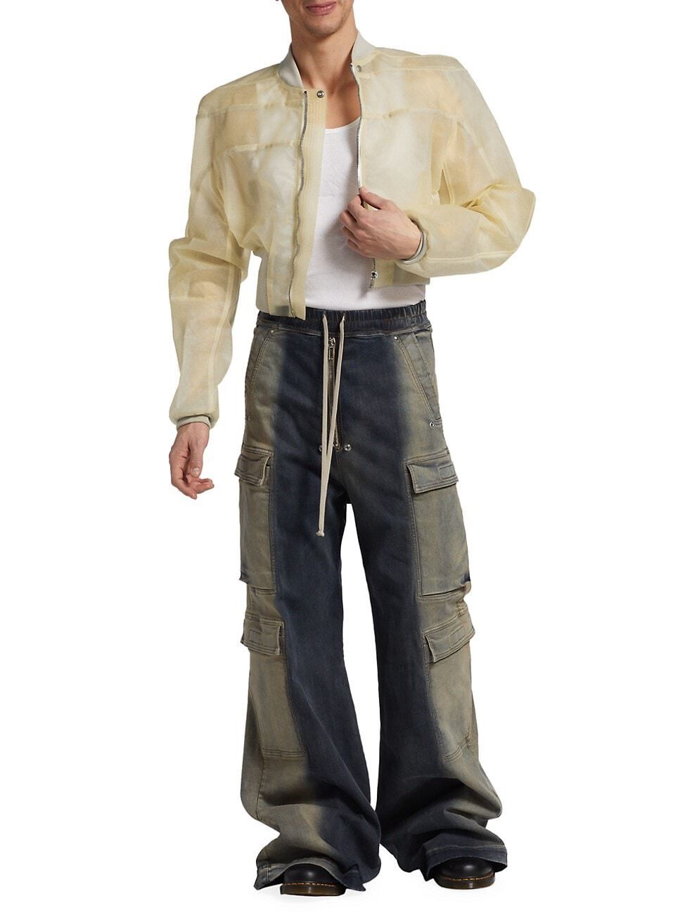 Rick Owens Girdered Cropped Leather Bomber