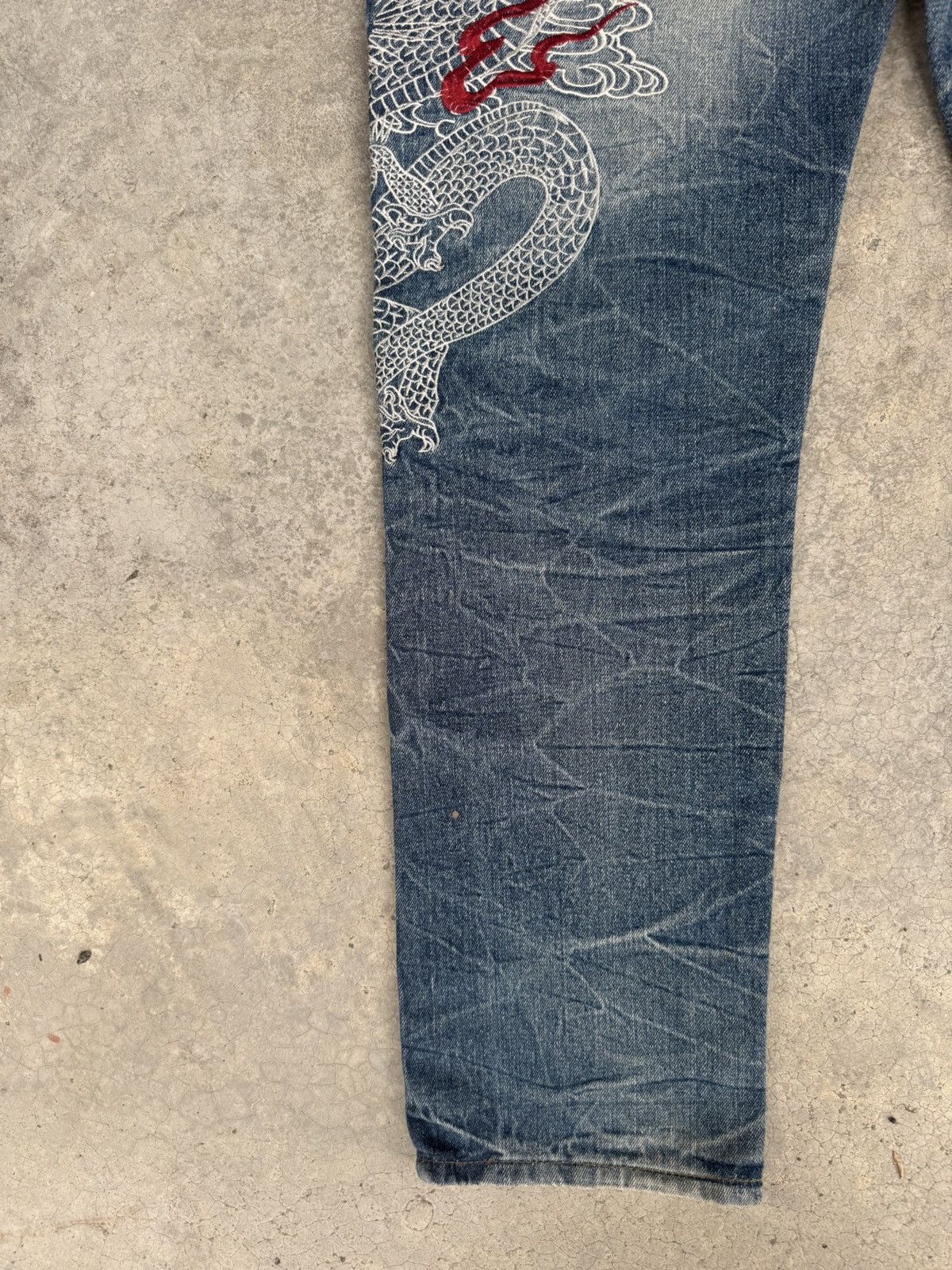Japanese Brand Japanese Fugutaiten Embroidered Jeans Distressed Size US 33 - 11 Thumbnail