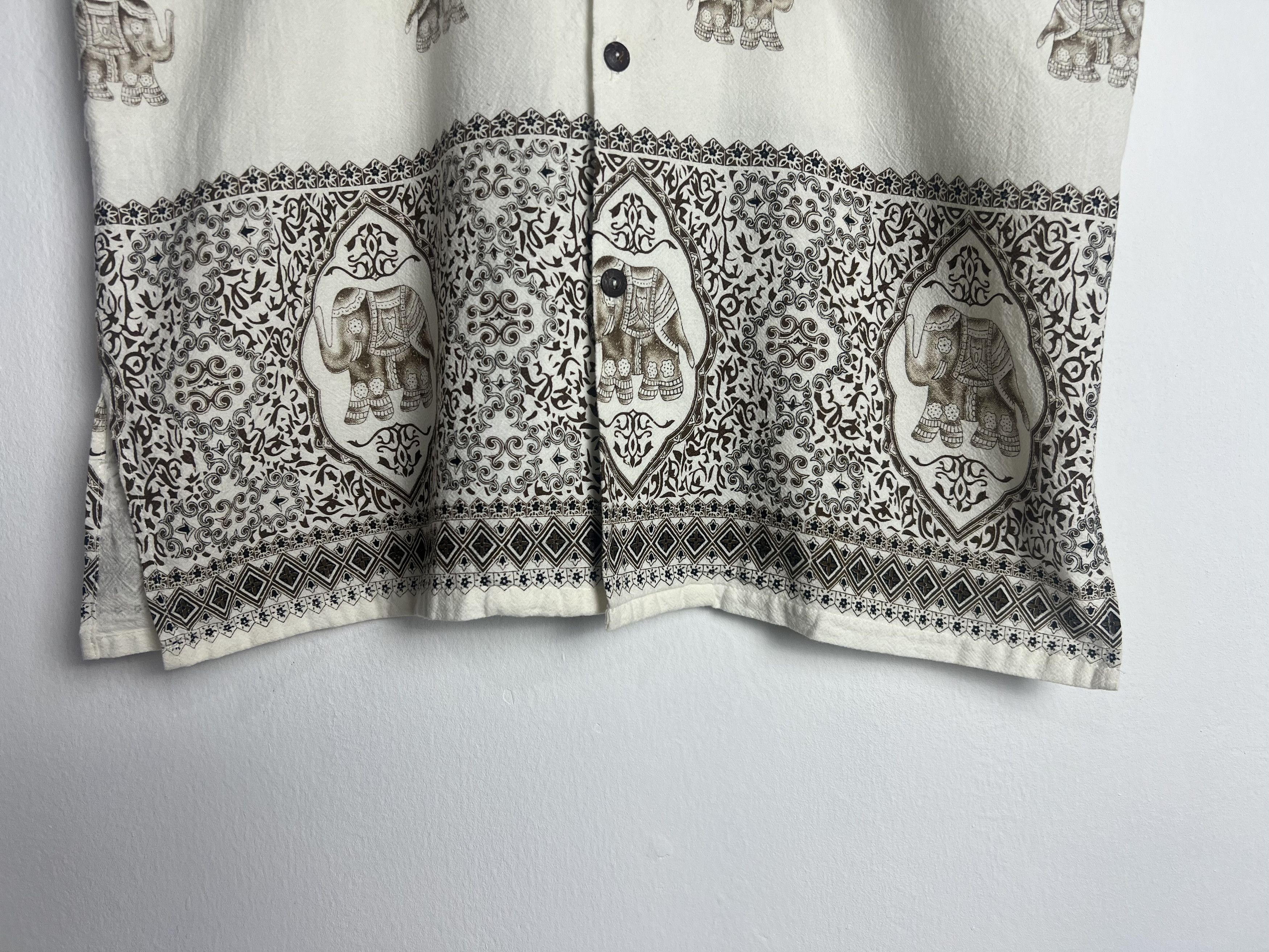 If Six Was Nine Elephant Print Patterned Trim Collar Camp Shirt Size US L / EU 52-54 / 3 - 6 Thumbnail