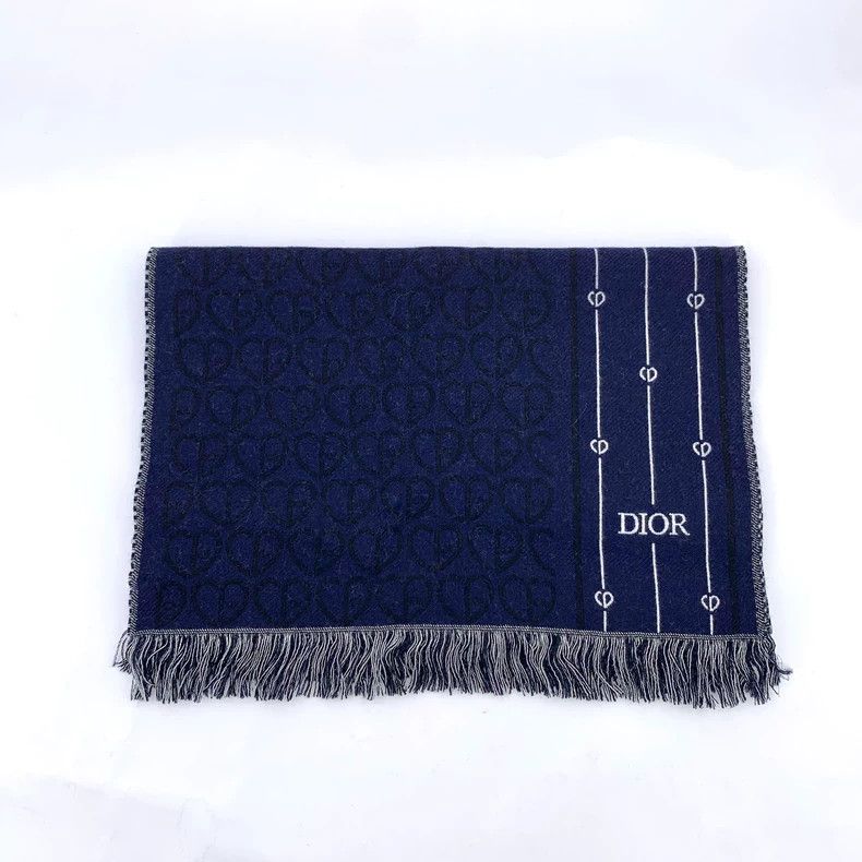 Dior Dior Blue CD Embroidered Wool Scarf - dmc Size ONE SIZE - 1 Thumbnail