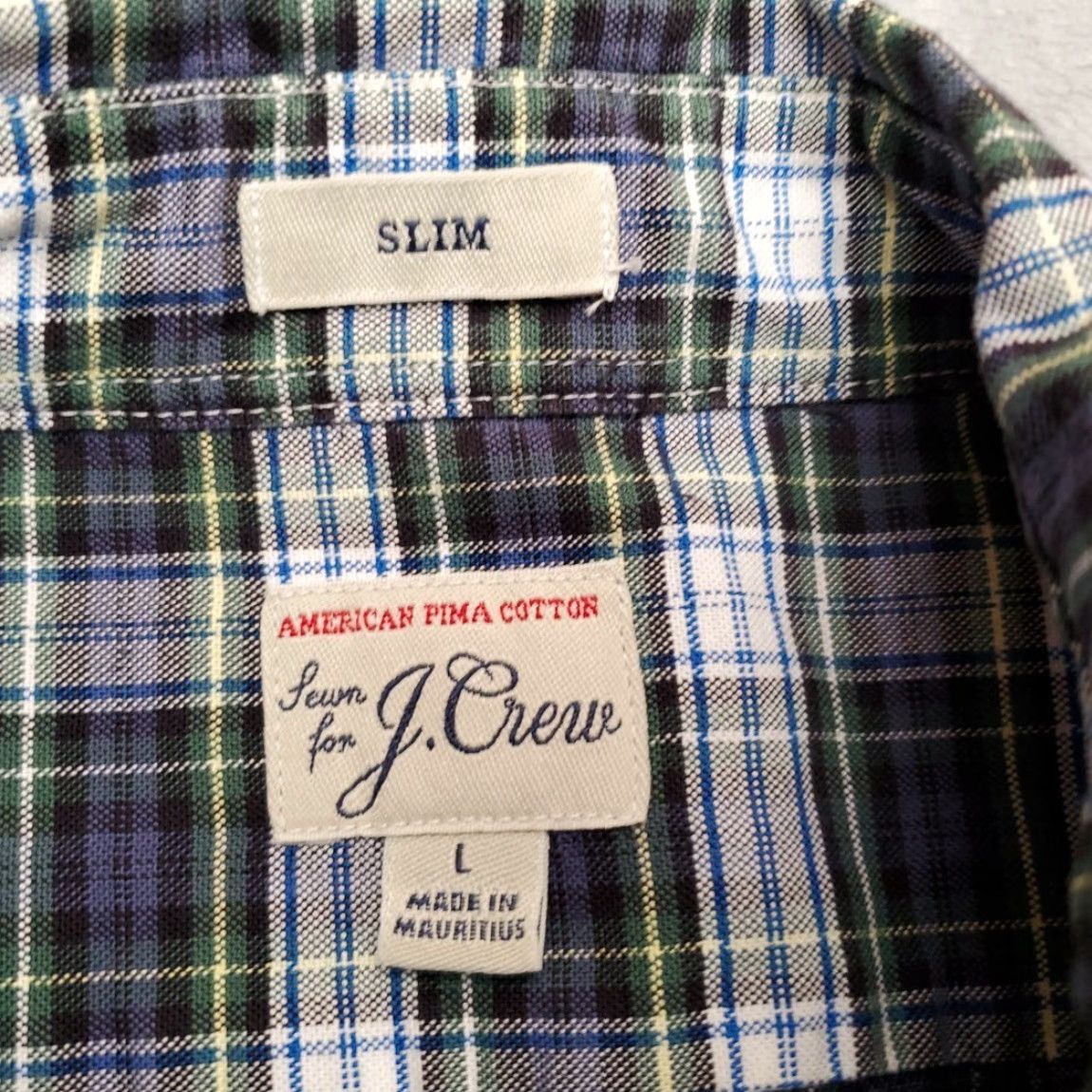 J.Crew J.CREW Shirt Mens L Blue Plaid American Pima Cotton Slim Fit Long Sleeve Button-Up Size US L / EU 52-54 / 3 - 4 Thumbnail